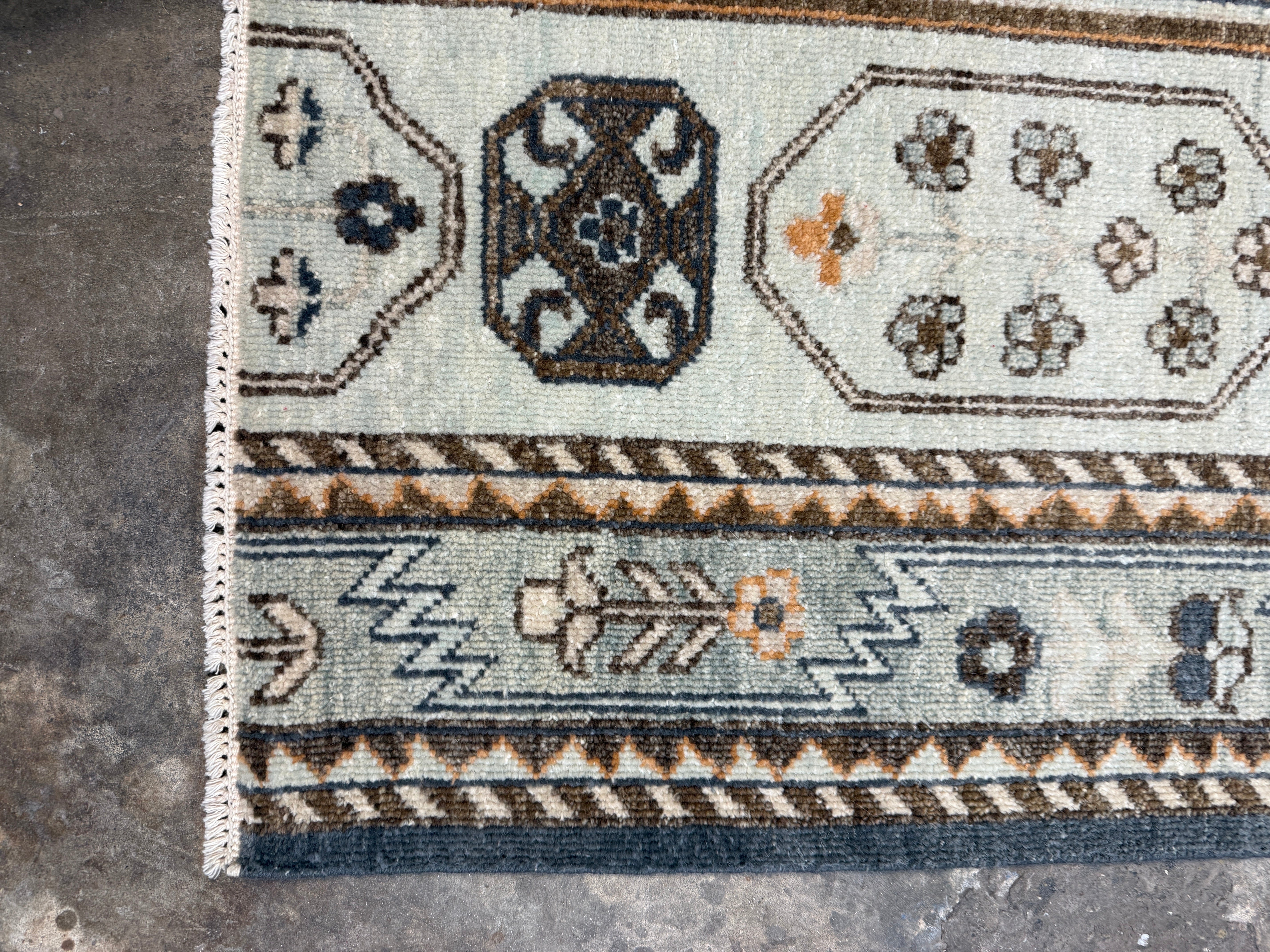 Margot Strum 2.6x5 Blue Hand-Knotted Oushak Rug