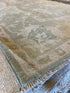 Claudette 9.5x13.2 Ivory and Green Hand-Knotted Oushak Rug