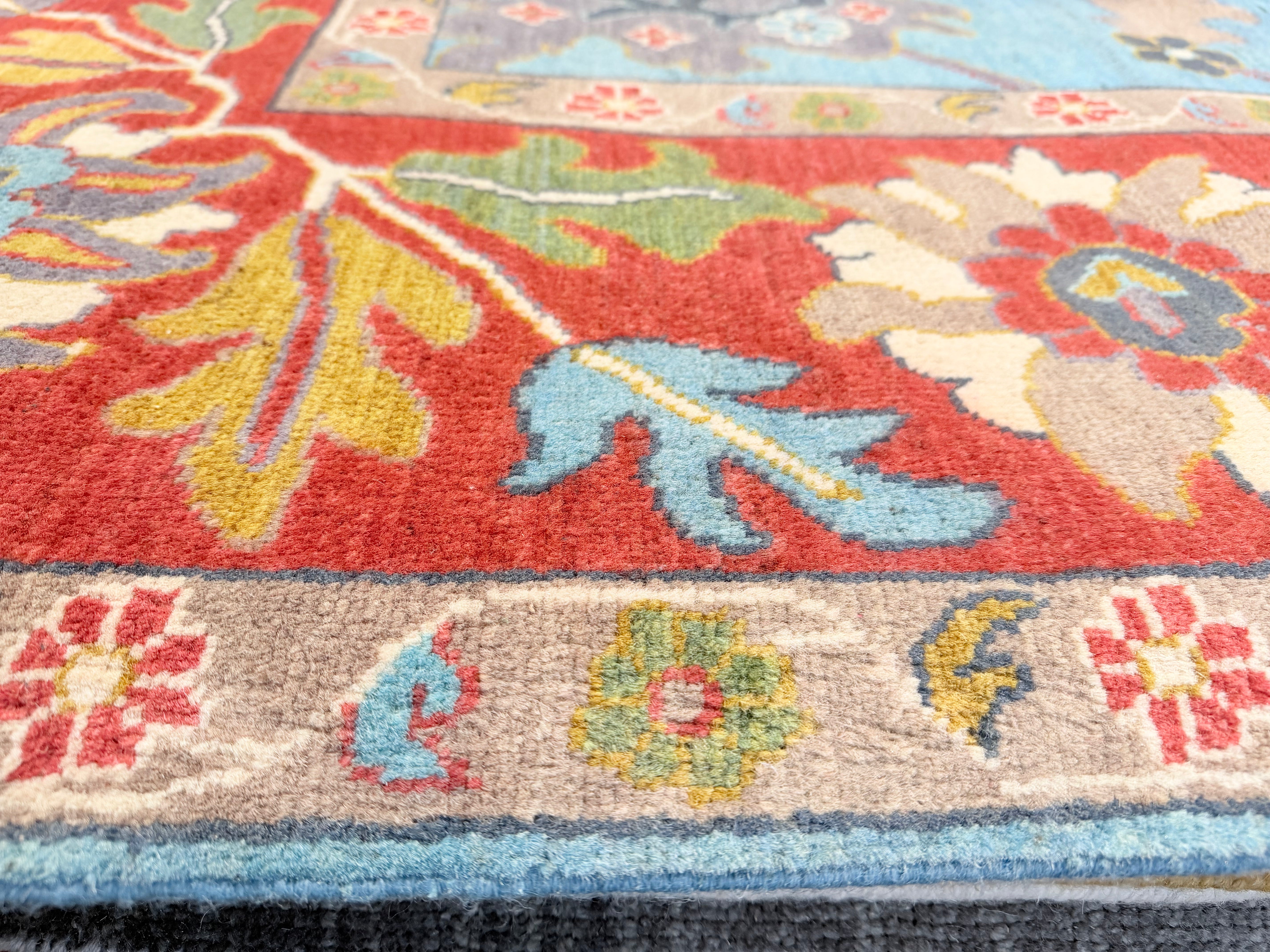 Tina 8.8x11.9 Afghani Aryana Blue and Red Rug