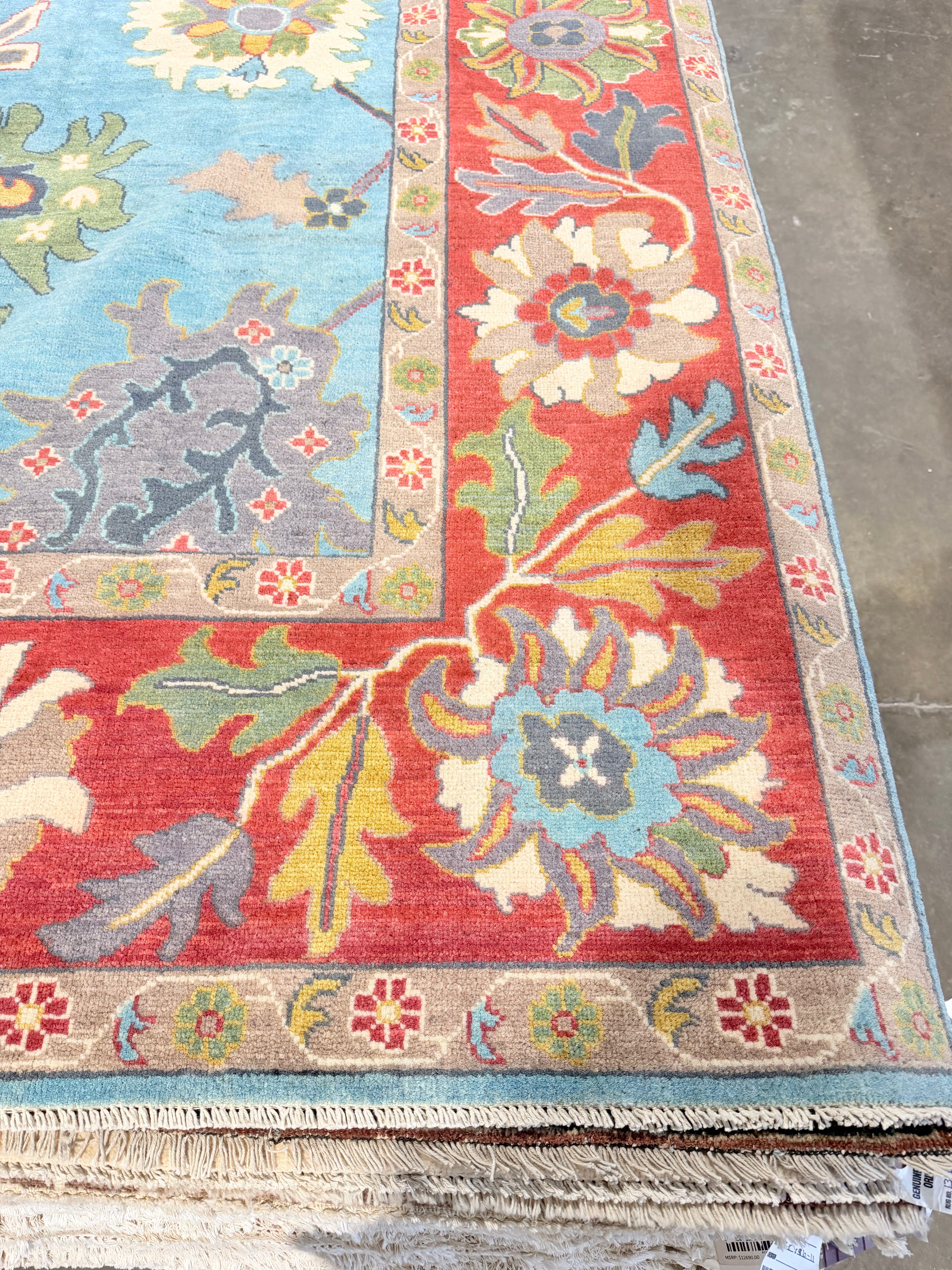 Tina 8.8x11.9 Afghani Aryana Blue and Red Rug