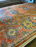 Lorena 10.3x14.3 Rust and Blue Hand-Knotted Nomadic Caucasian Humna Wool Rug