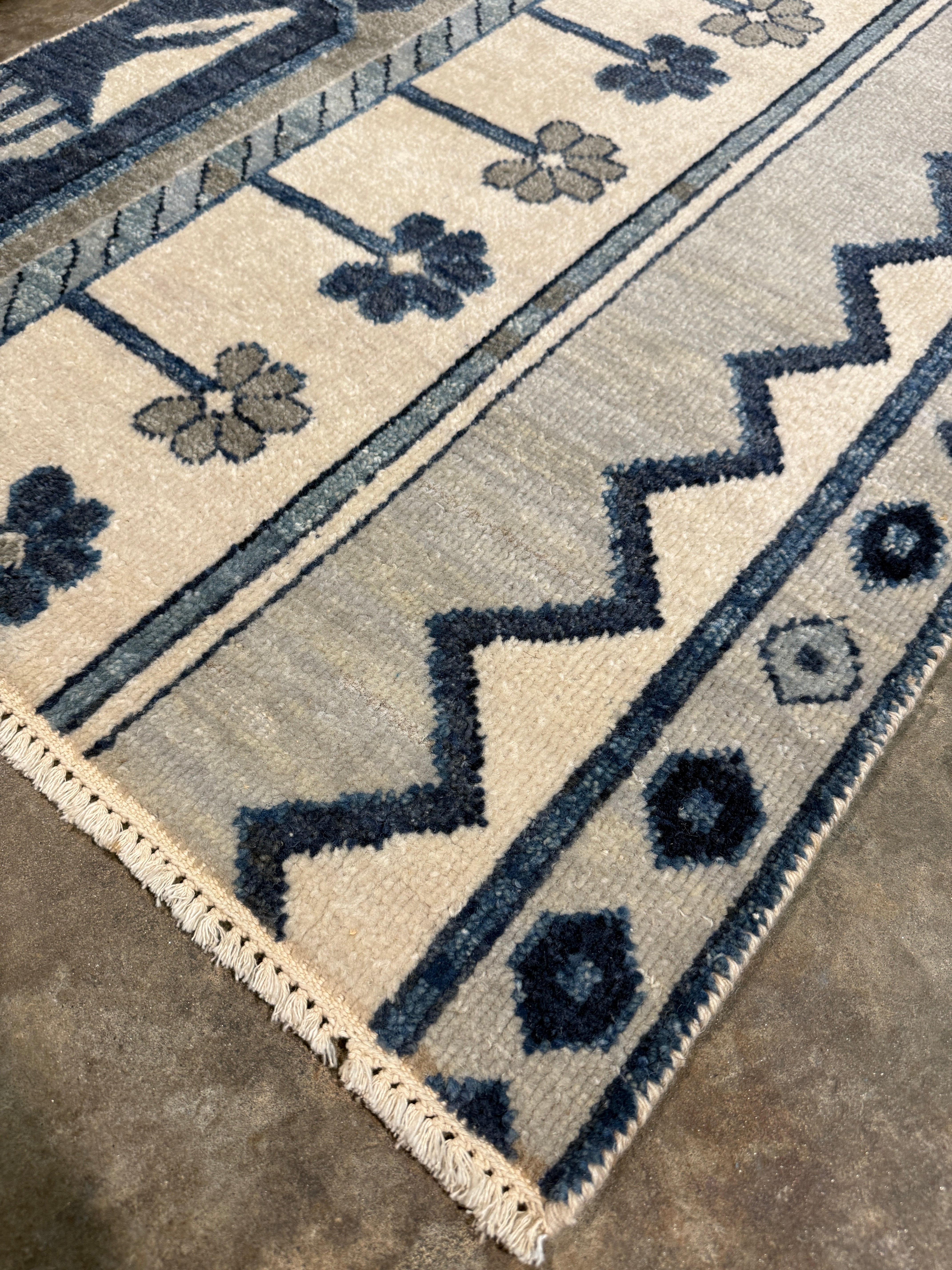 Kimberly Yussin 2.6x4 Blue Hand-Knotted Oushak Rug