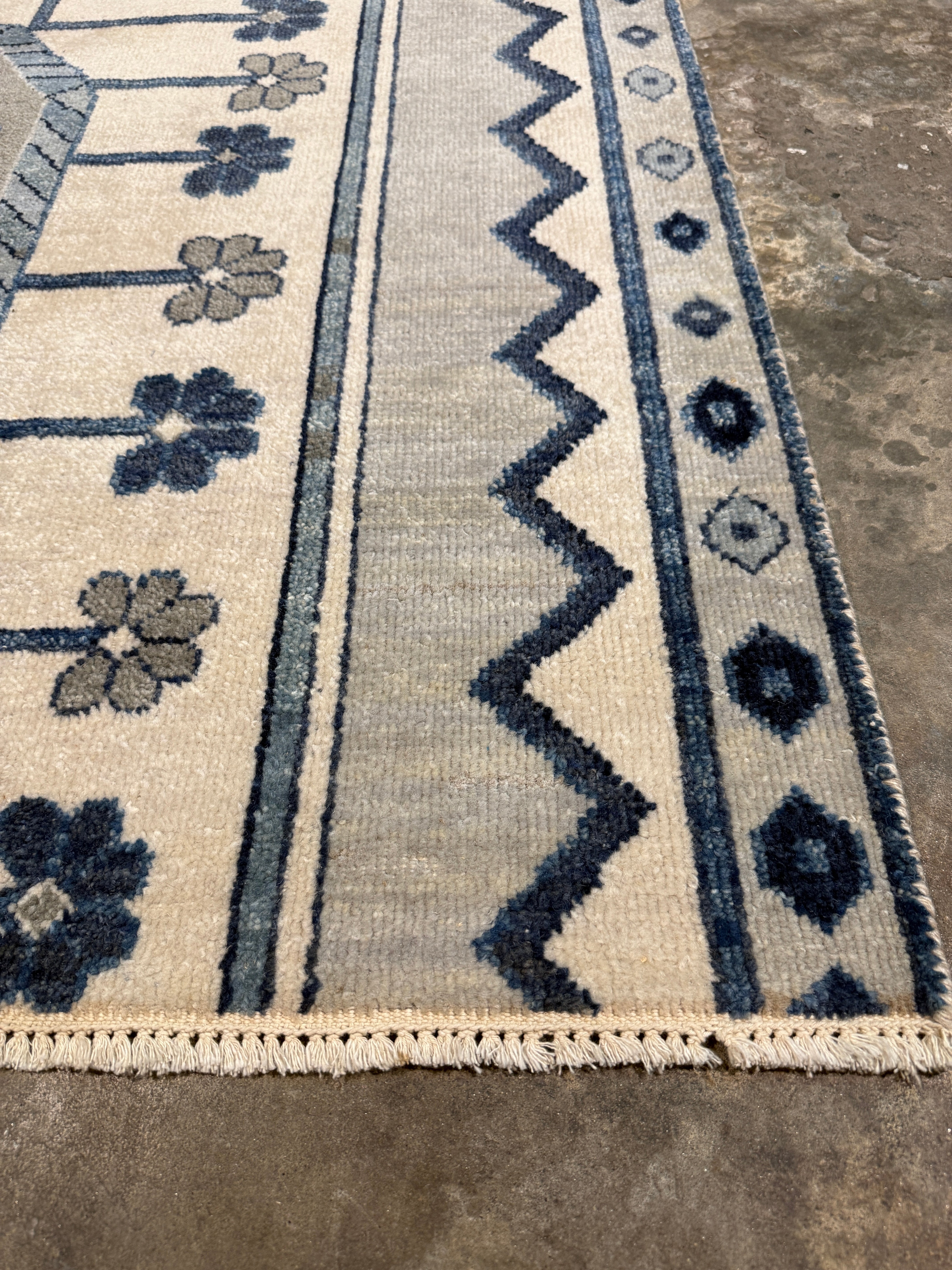Kimberly Yussin 2.6x4 Blue Hand-Knotted Oushak Rug