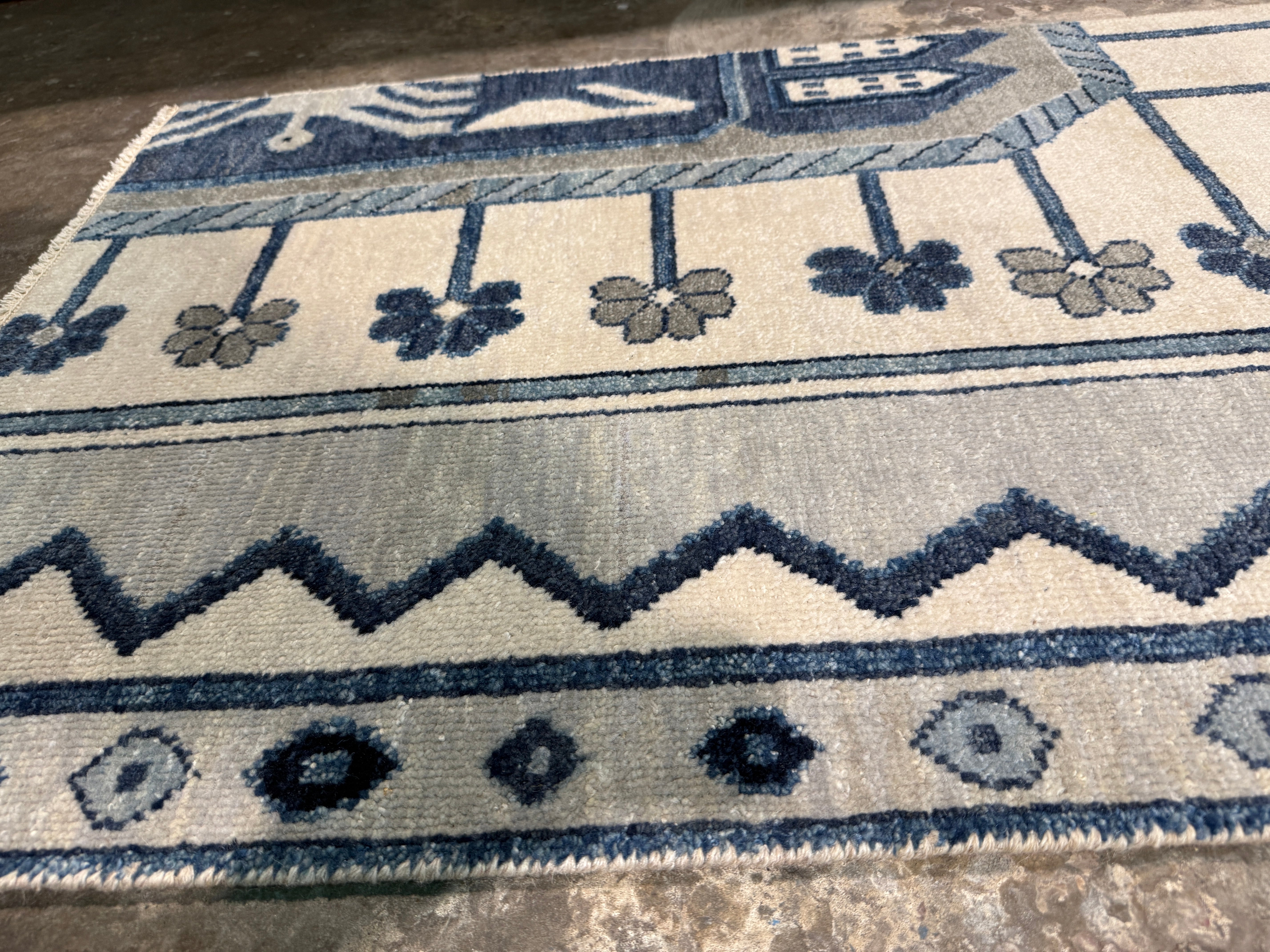Kimberly Yussin 2.6x4 Blue Hand-Knotted Oushak Rug