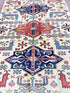 Jessie Nickson-Lopez 5.5x6.9 Afghani Kazak Cream and Red Rug