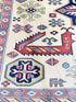 Jessie Nickson-Lopez 5.5x6.9 Afghani Kazak Cream and Red Rug