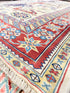 Jessie Nickson-Lopez 5.5x6.9 Afghani Kazak Cream and Red Rug
