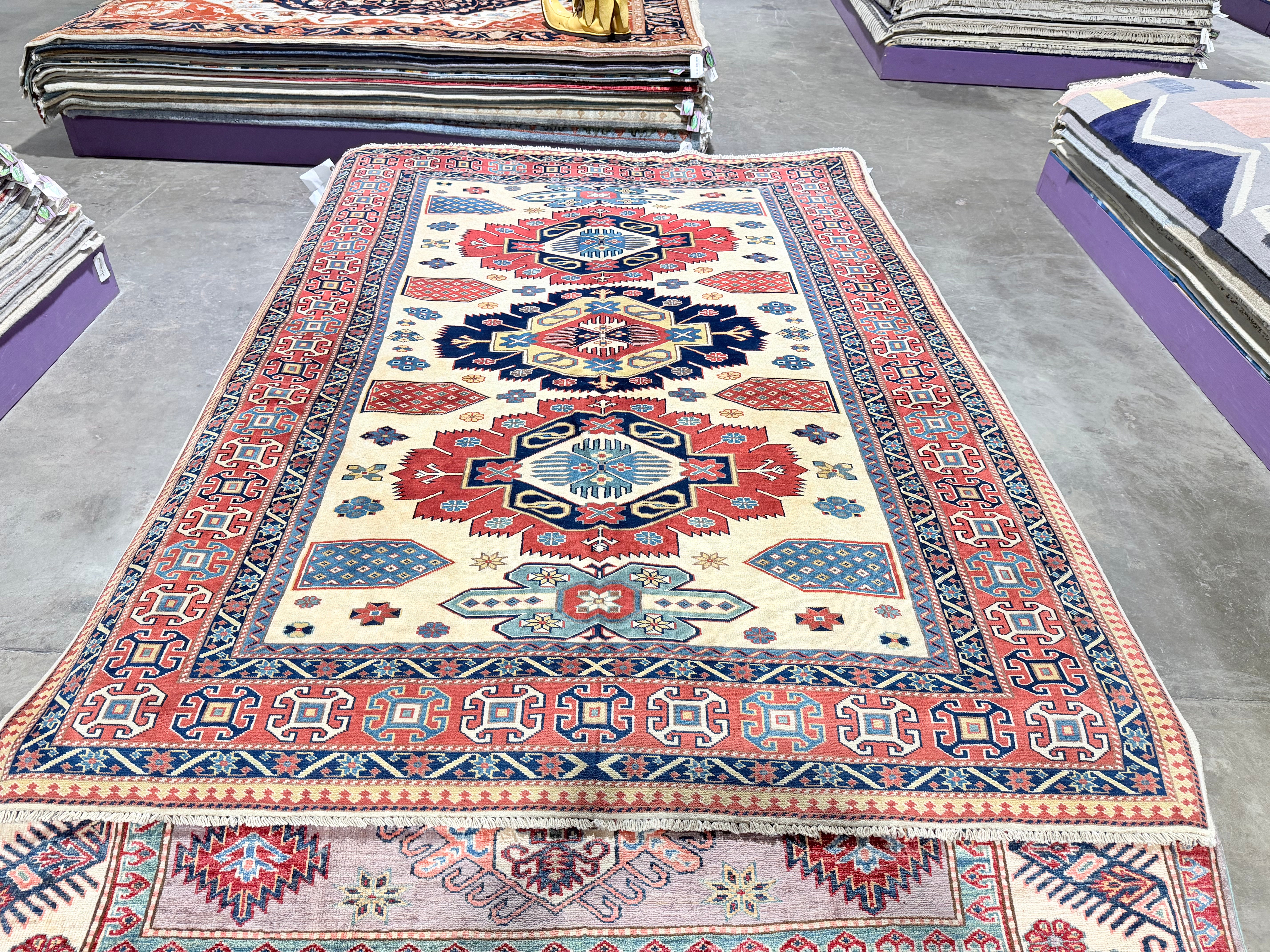 Caitlin Schneiderhan 5.4x7 Afghani Kazak Red Rug
