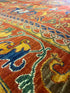 Debbie Pelt 9x11.9 Rust and Blue Hand-Knotted Nomadic Caucasian Humna Wool Rug