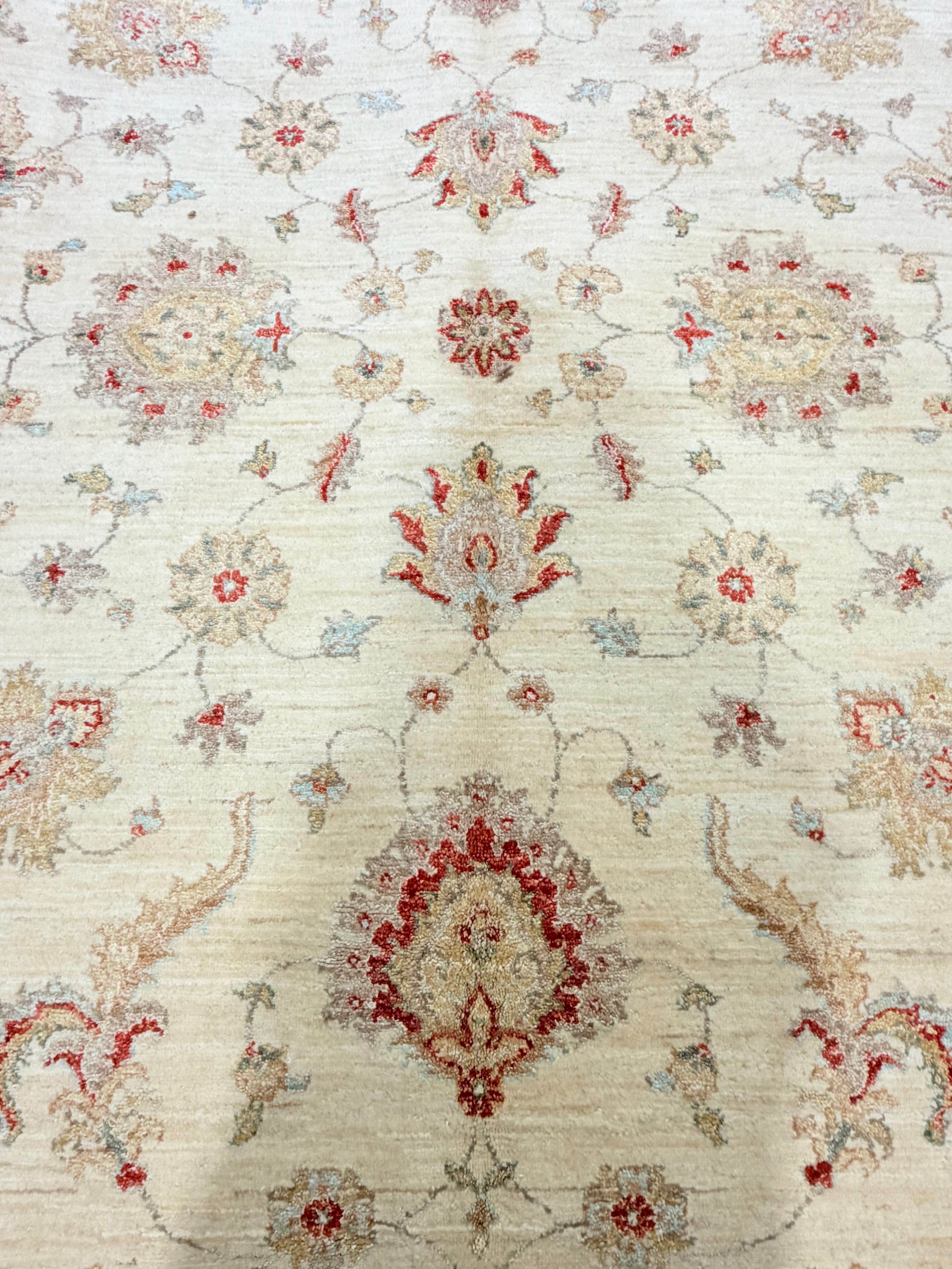 Alison Tatlock 5.7x8.1 Afghani Oushak Red and Ivory Rug