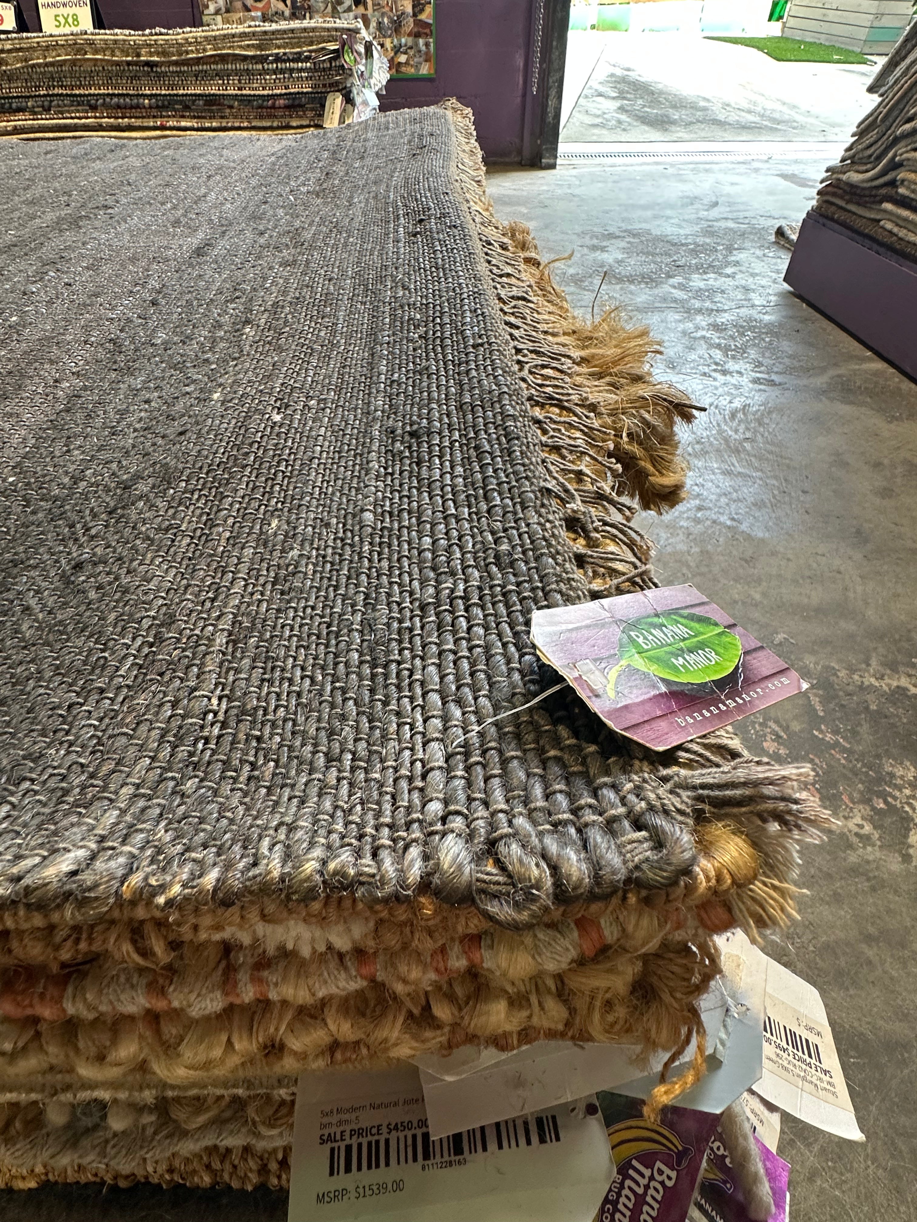 Captain Beefheart 4x6 Green Handwoven Jute Durrie Rug CLEARANCE 70% OFF