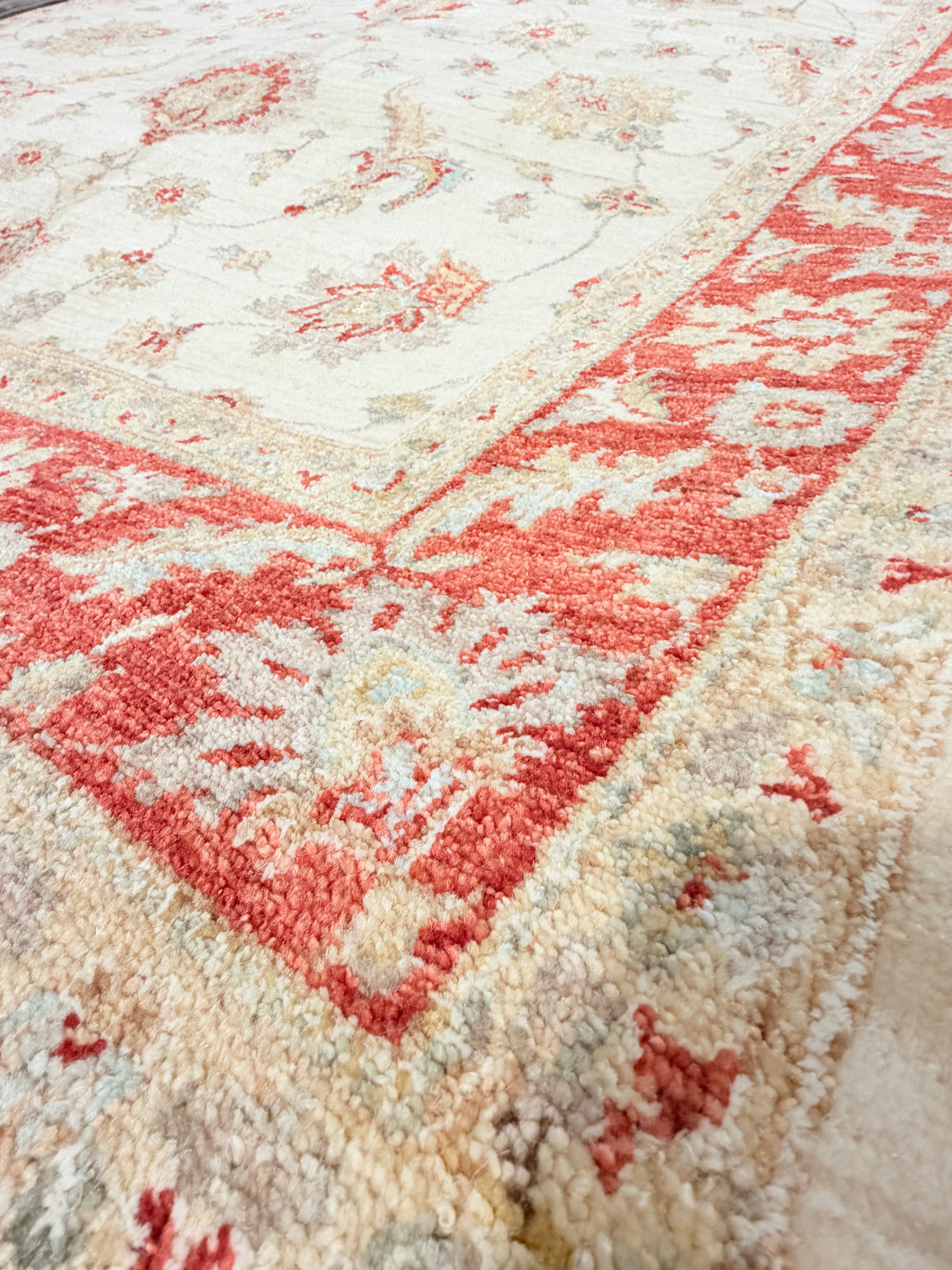 Alison Tatlock 5.7x8.1 Afghani Oushak Red and Ivory Rug