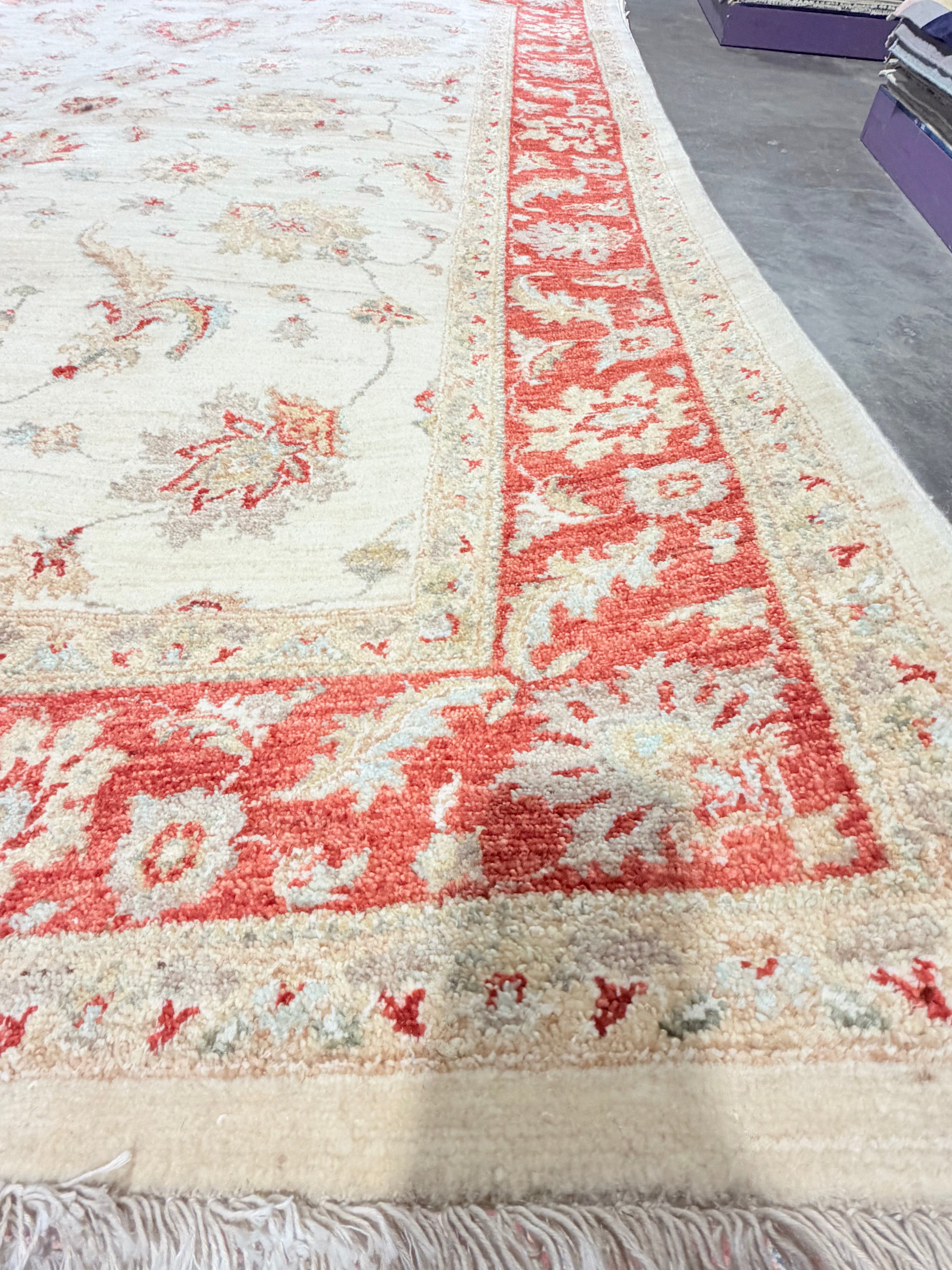 Alison Tatlock 5.7x8.1 Afghani Oushak Red and Ivory Rug