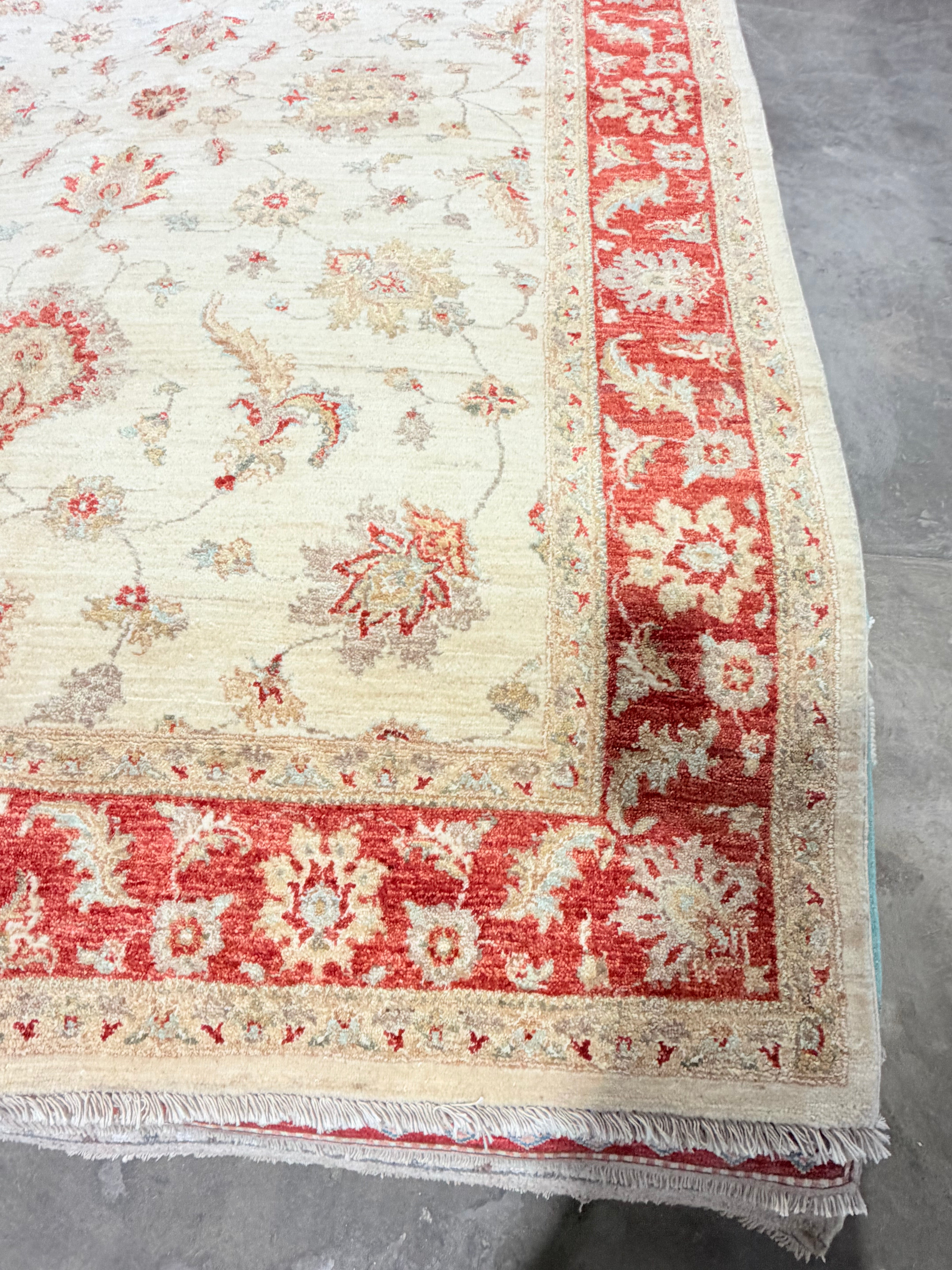 Alison Tatlock 5.7x8.1 Afghani Oushak Red and Ivory Rug