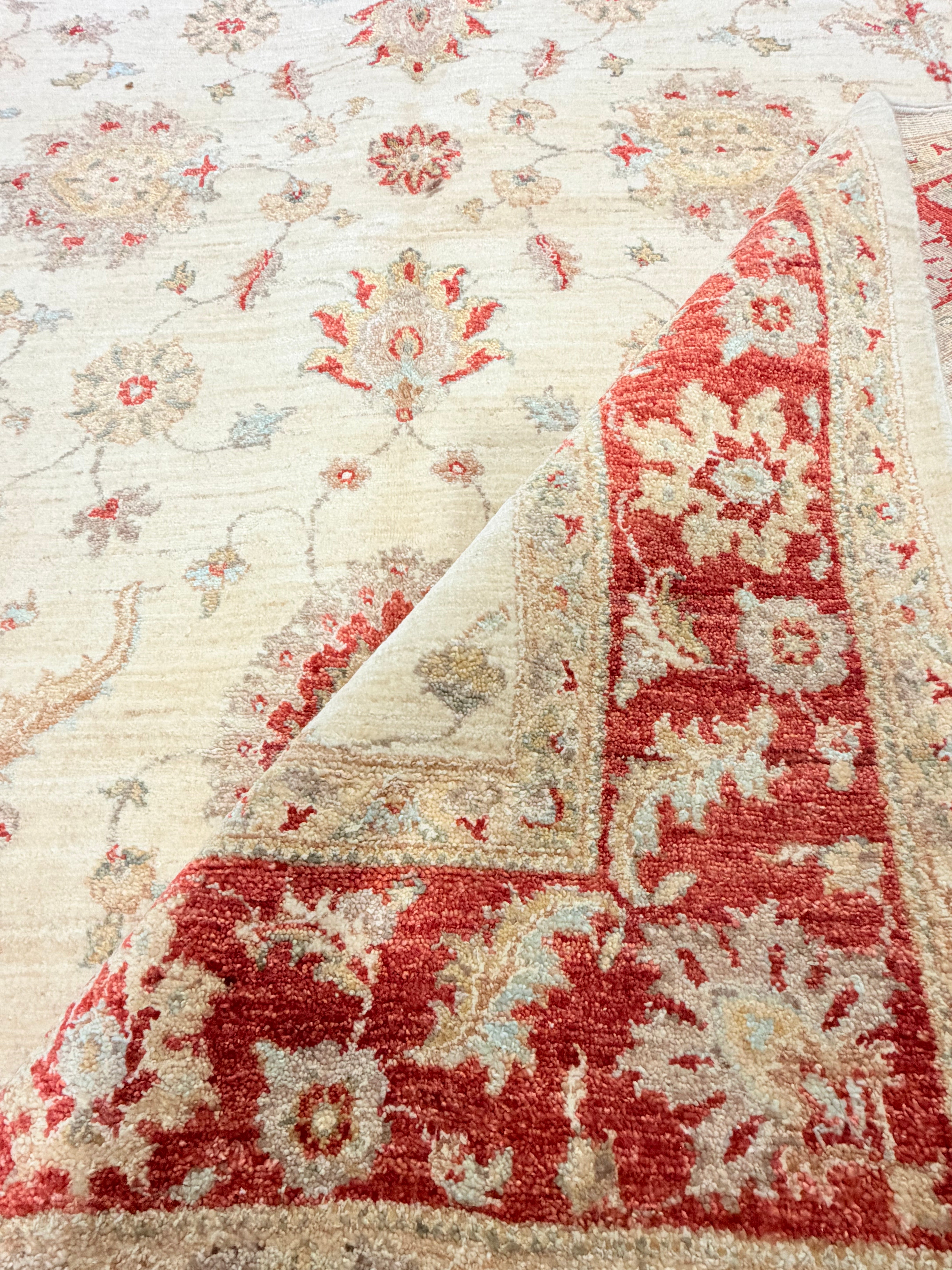 Alison Tatlock 5.7x8.1 Afghani Oushak Red and Ivory Rug