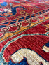 Lettie Mae 10.3x13.10 Red and Blue Hand-Knotted Nomadic Caucasian Humna Wool Rug