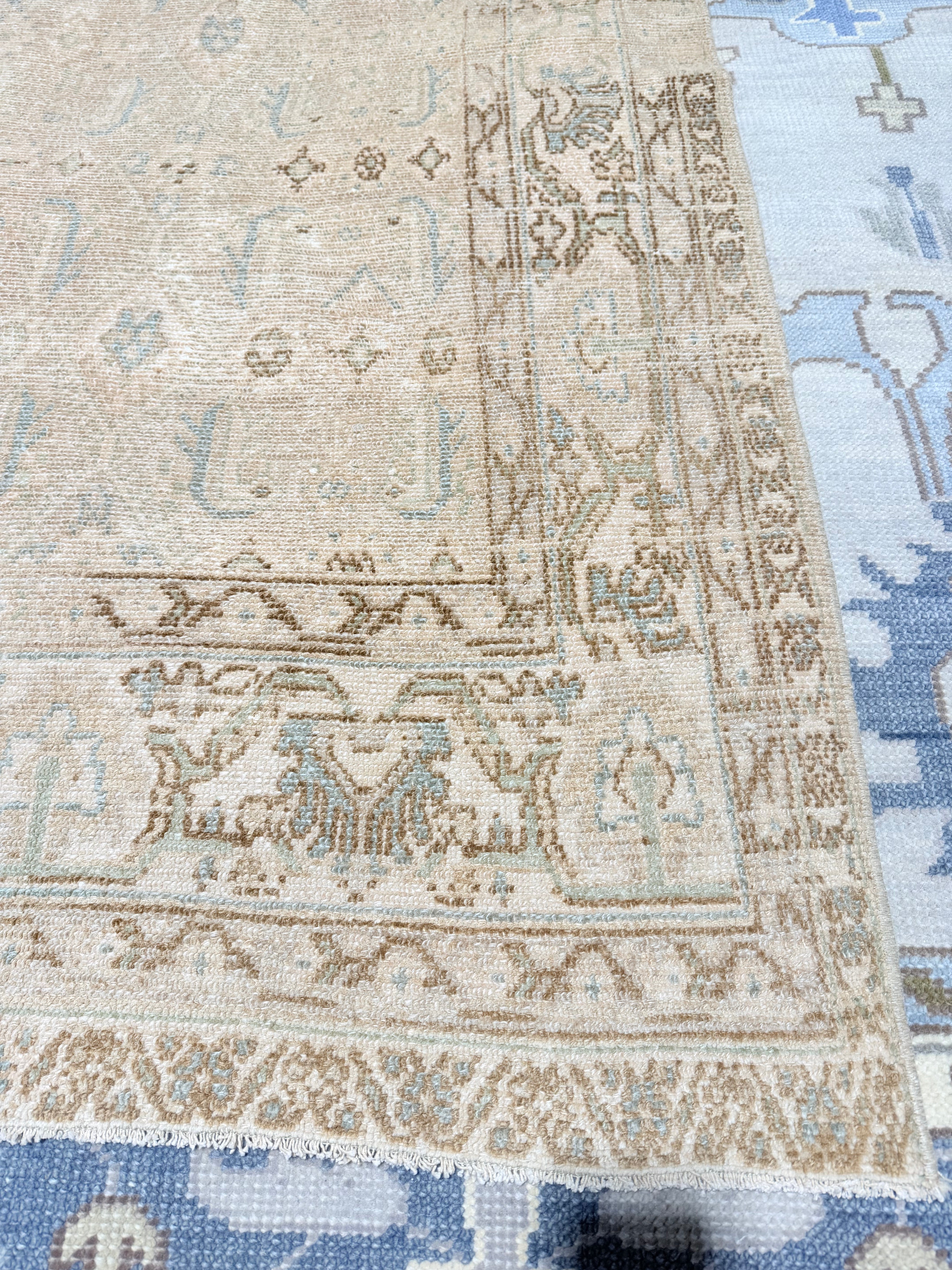 Paige Huston 3.5x13 Vintage Turkish Green and Brown Runner