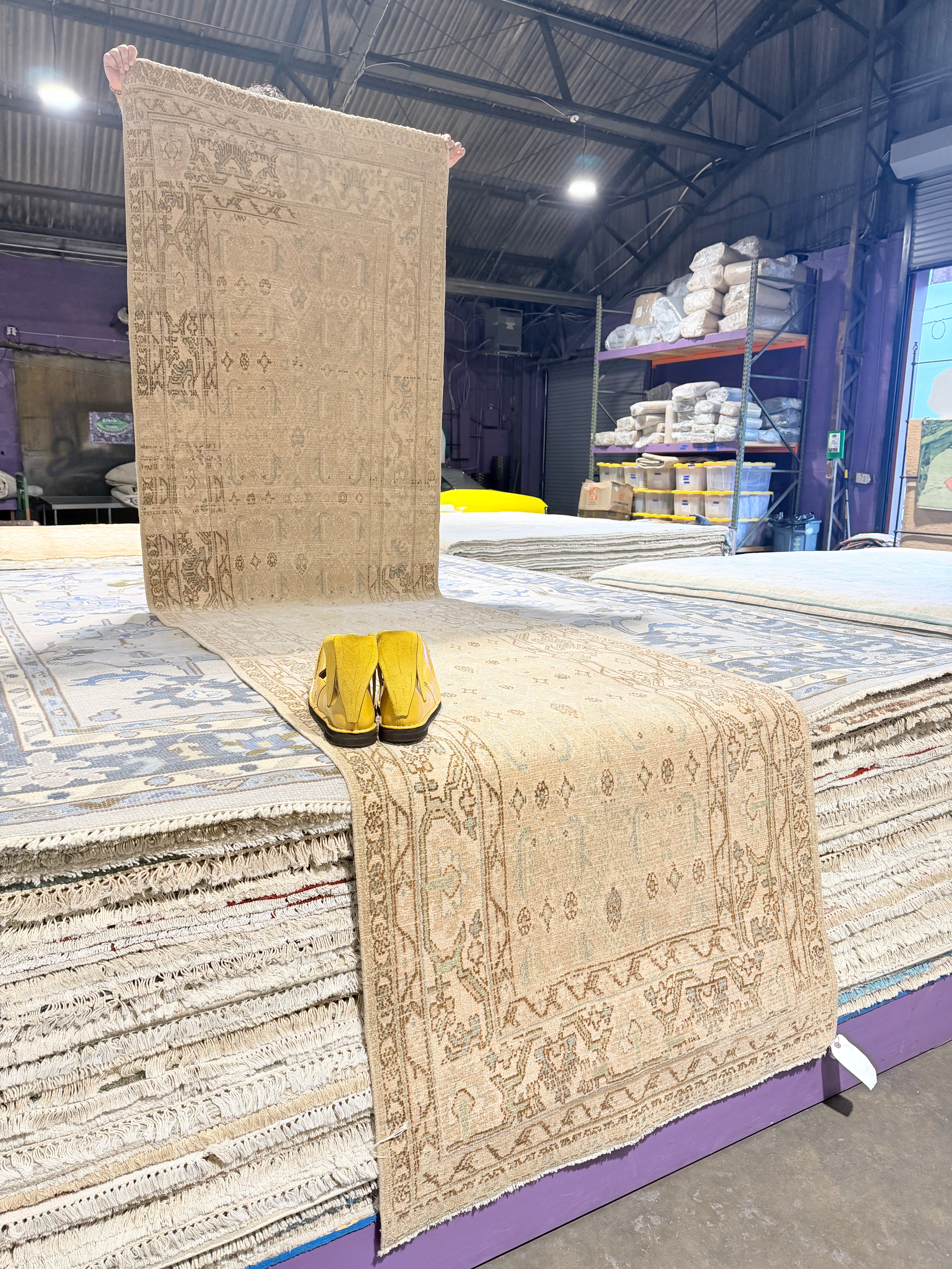 Paige Huston 3.5x13 Vintage Turkish Green and Brown Runner