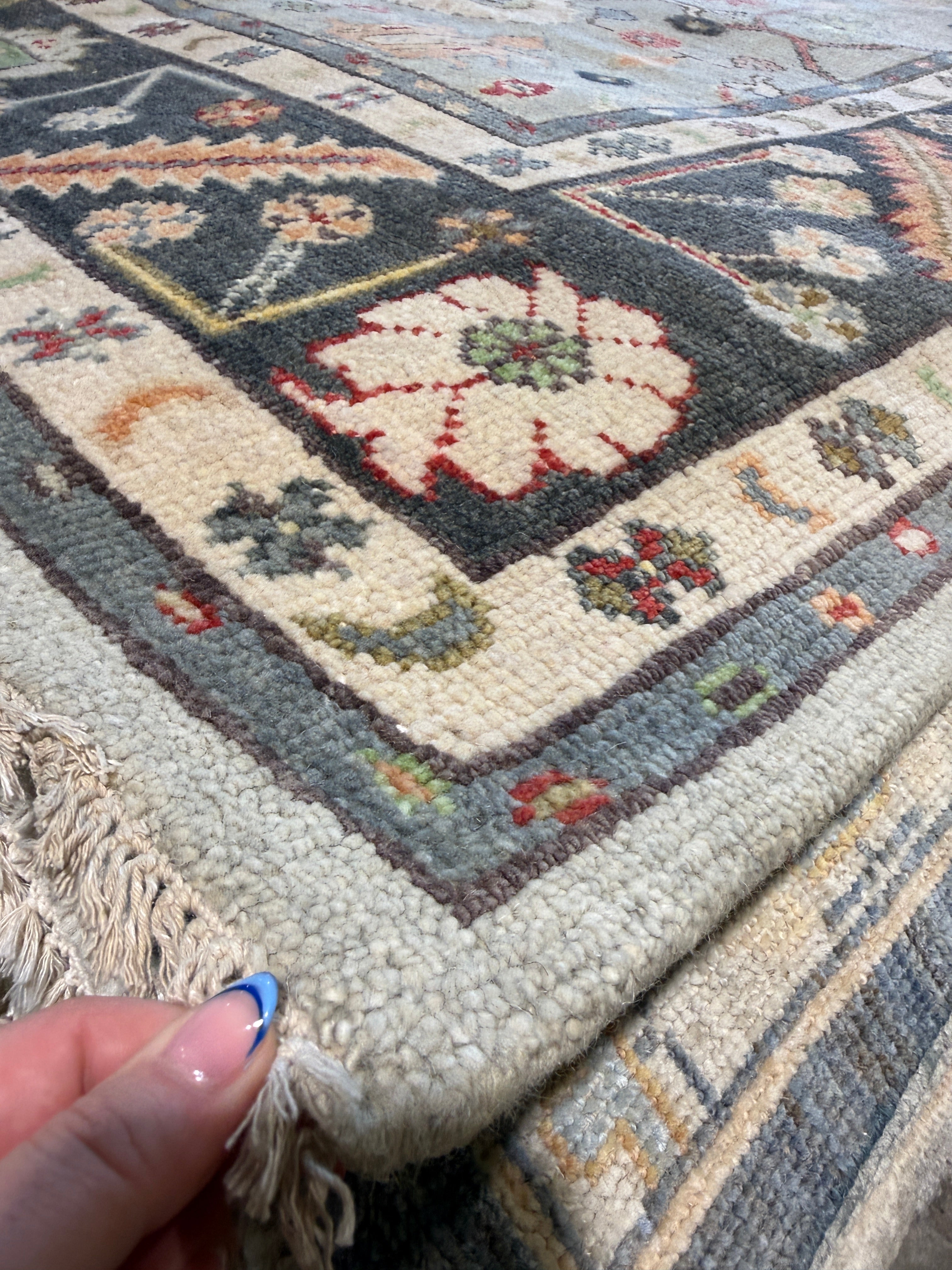 Marthe 7.9x10 Blue & Grey Hand-Knotted Oushak