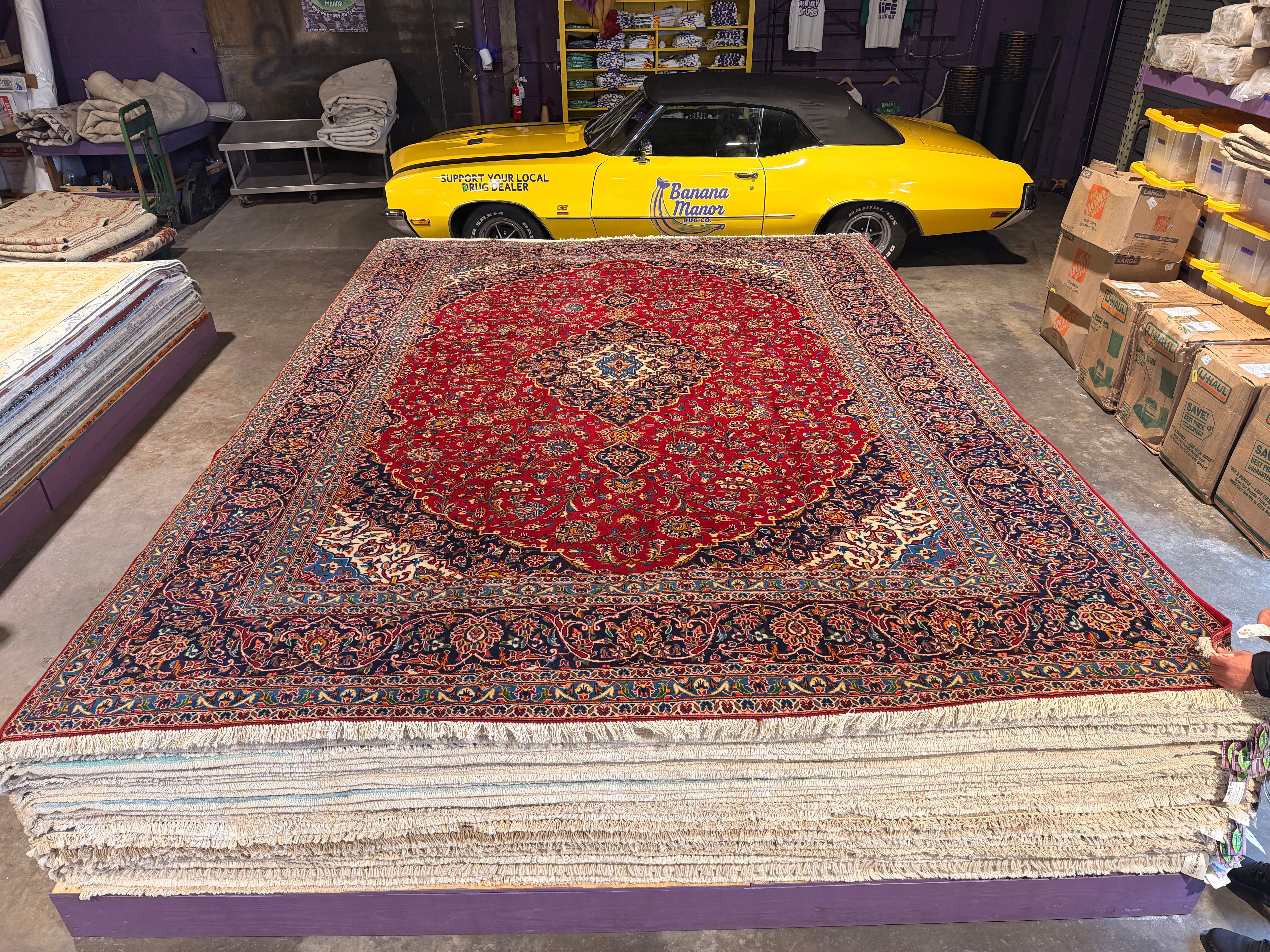 Millie Bobby Brown 9.9x13.2 Iranian Persian Khashan Red Rug