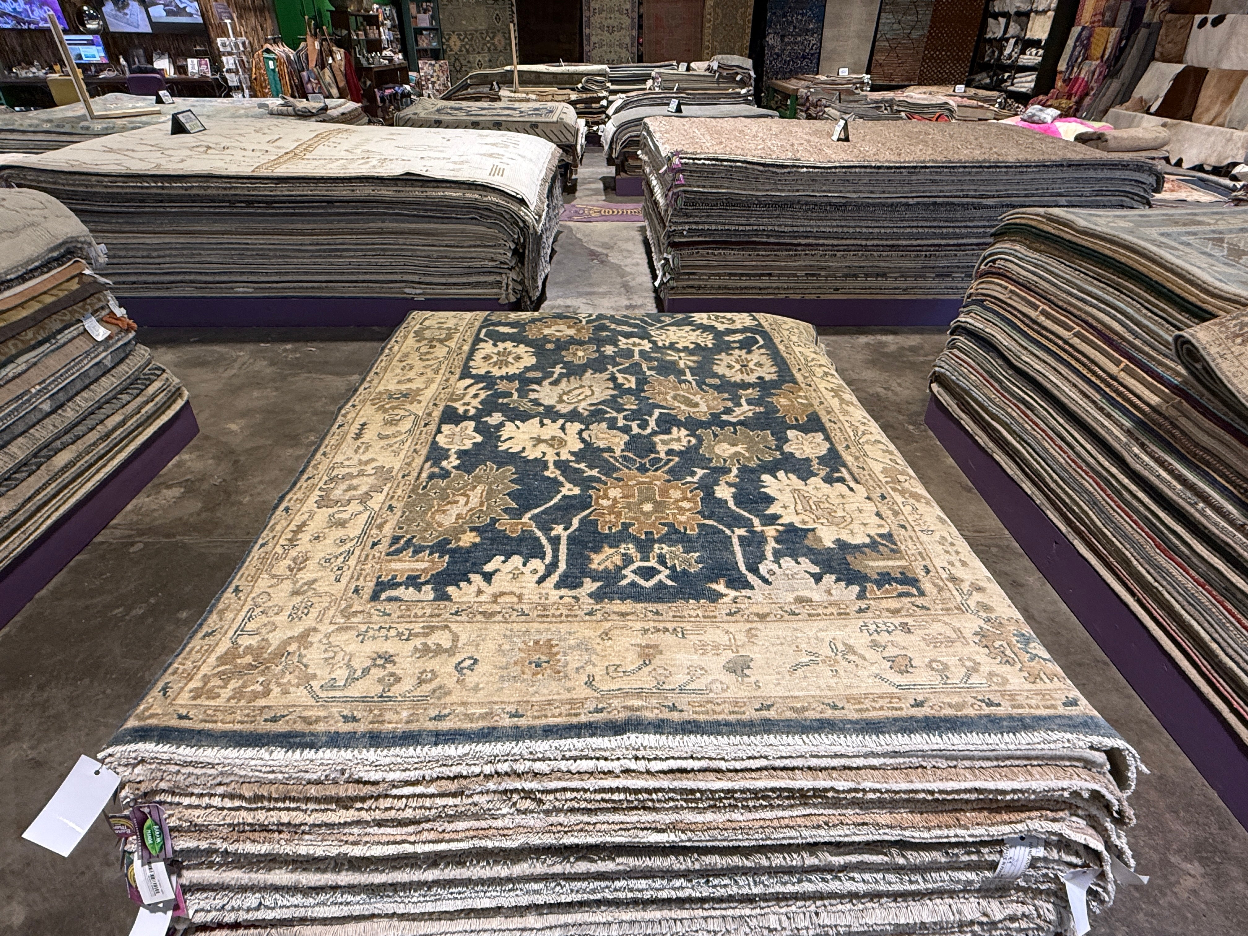 Kristen Antaya 5.2x7.6 Blue Whitewashed Hand-Knotted Oushak
