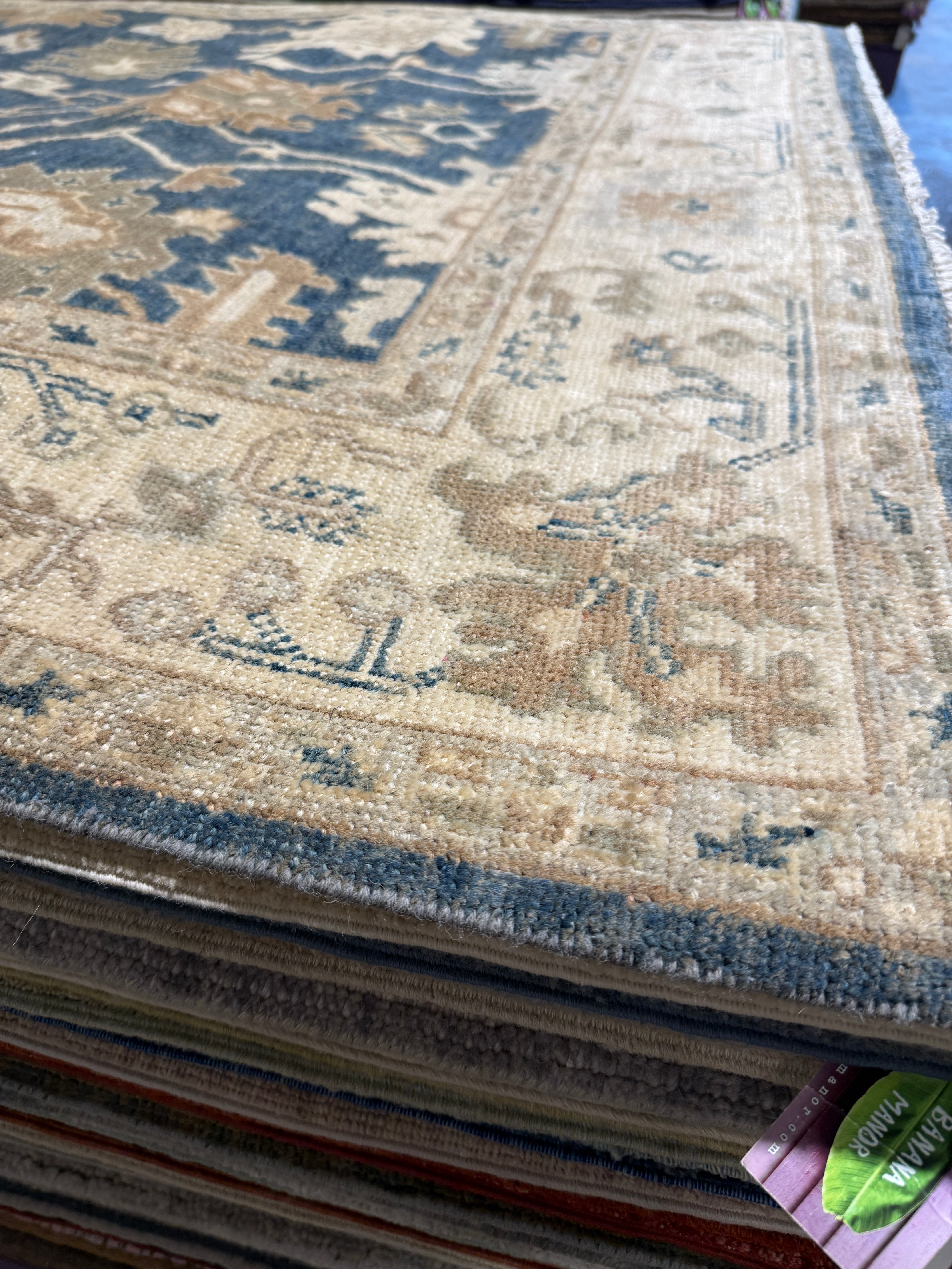 Kristen Antaya 5.2x7.6 Blue Whitewashed Hand-Knotted Oushak