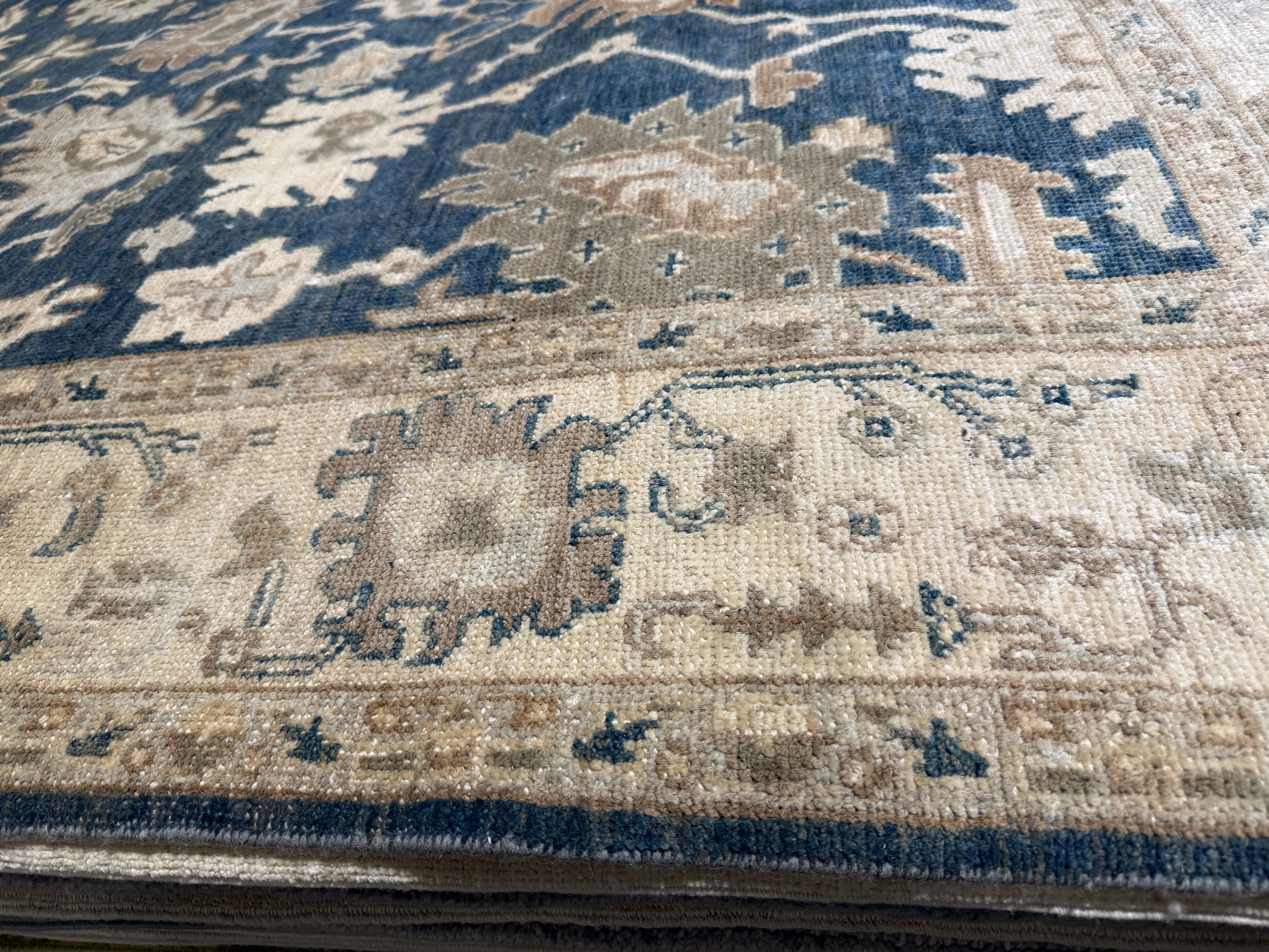 Kristen Antaya 5.2x7.6 Blue Whitewashed Hand-Knotted Oushak