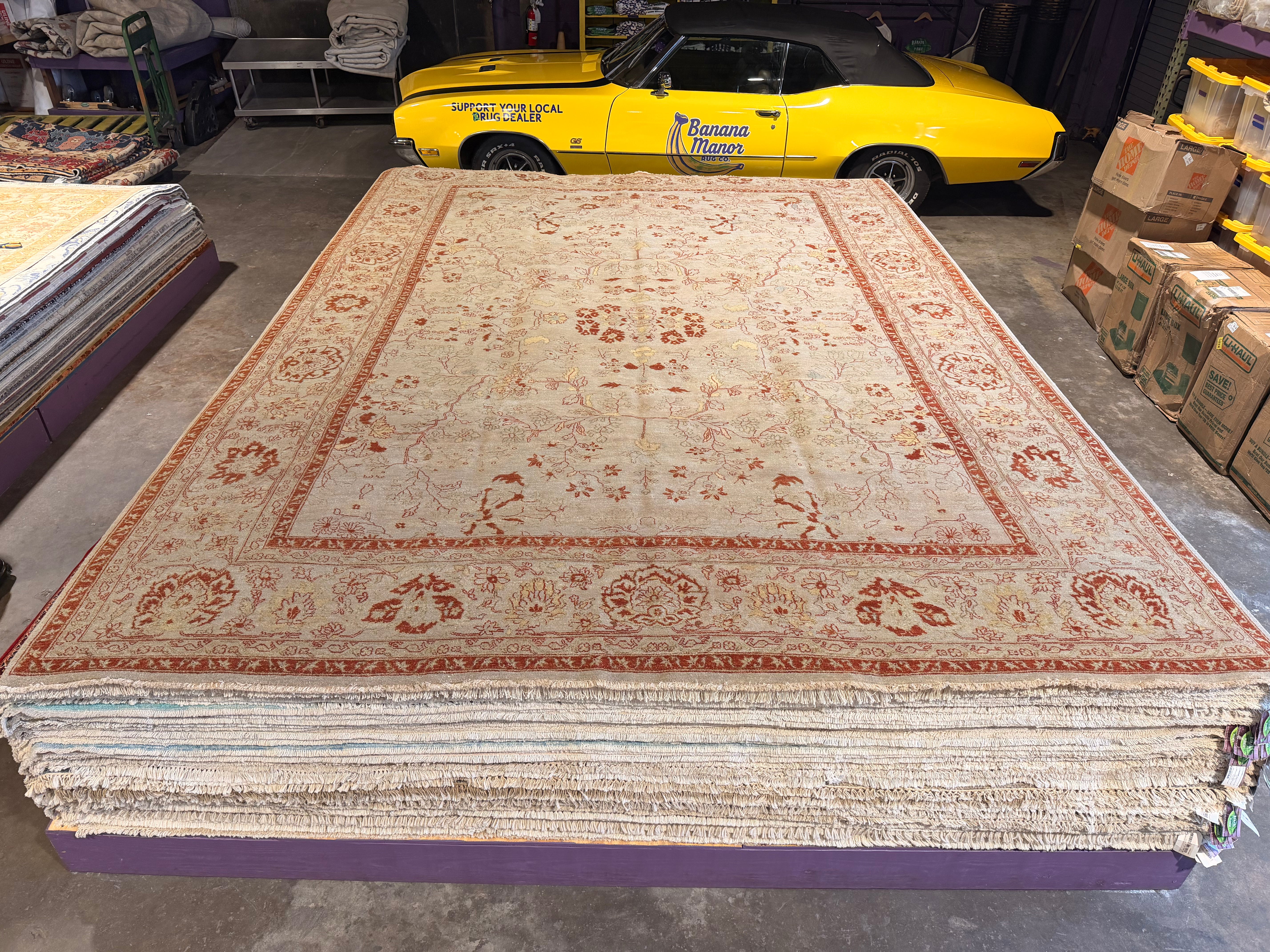 Ms. Kelly 10x13.11 Persian Ivory and Red Rug