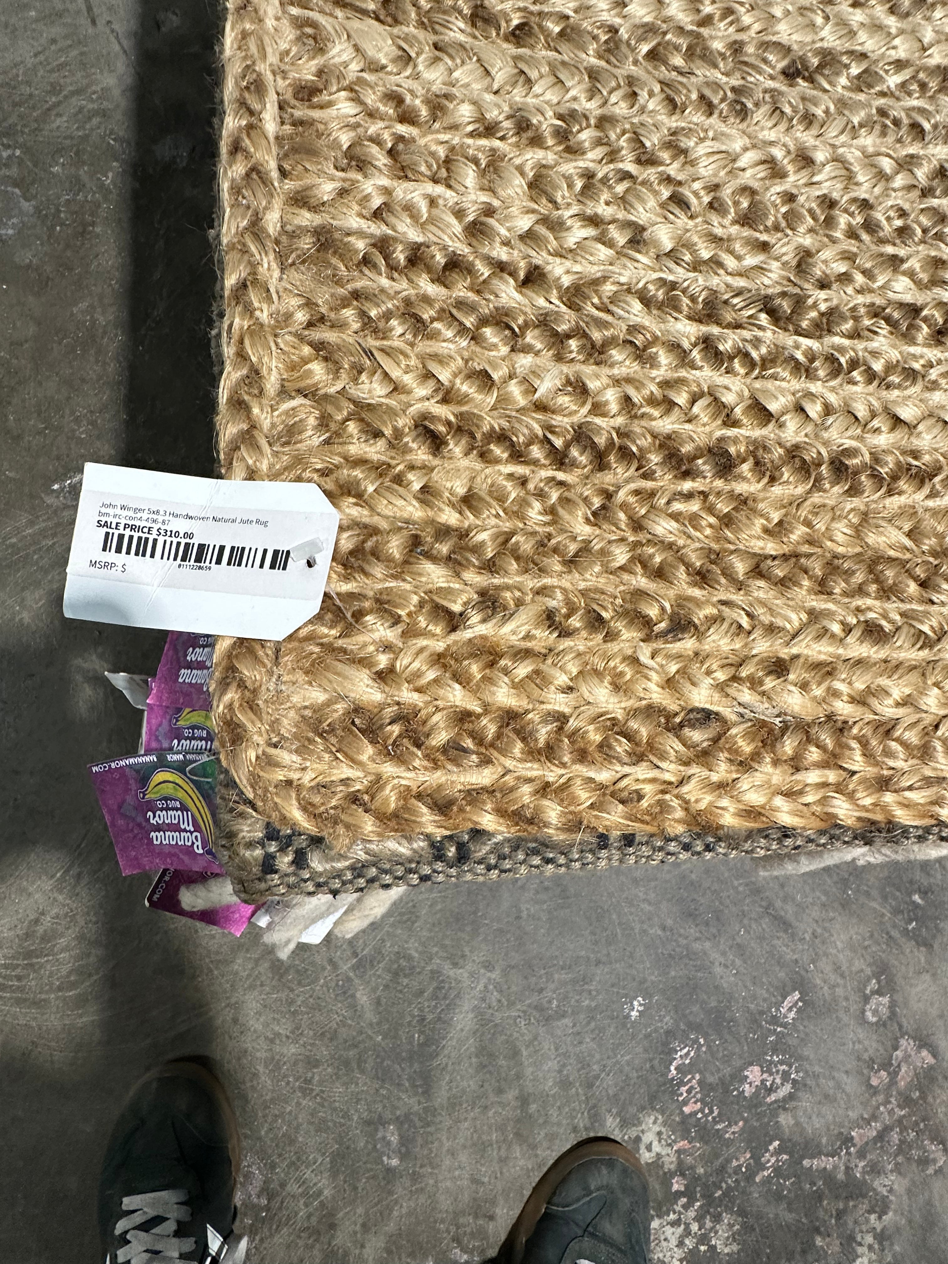 John Winger 5x8.3 Handwoven Natural Jute Rug