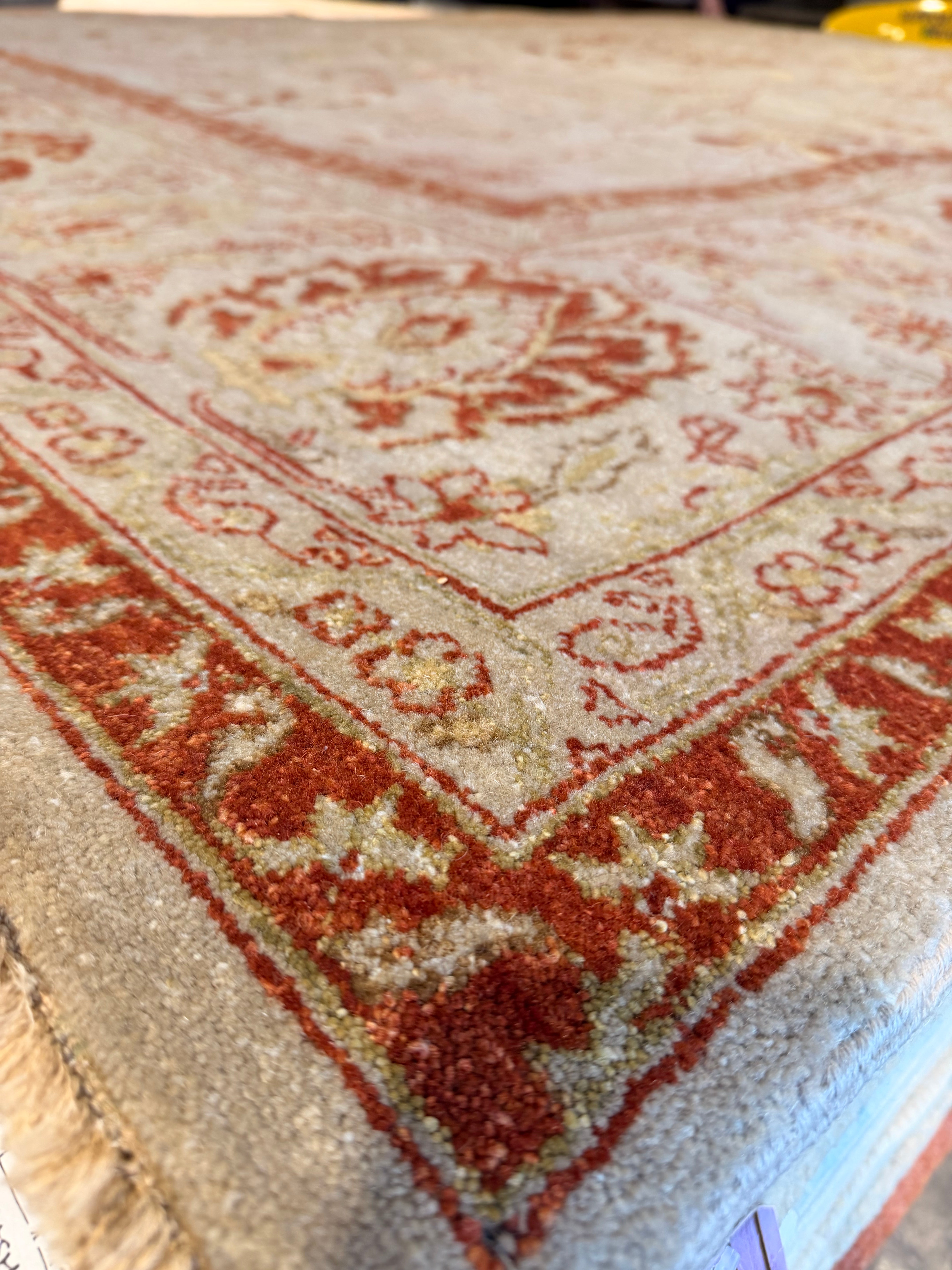 Ms. Kelly 10x13.11 Persian Ivory and Red Rug