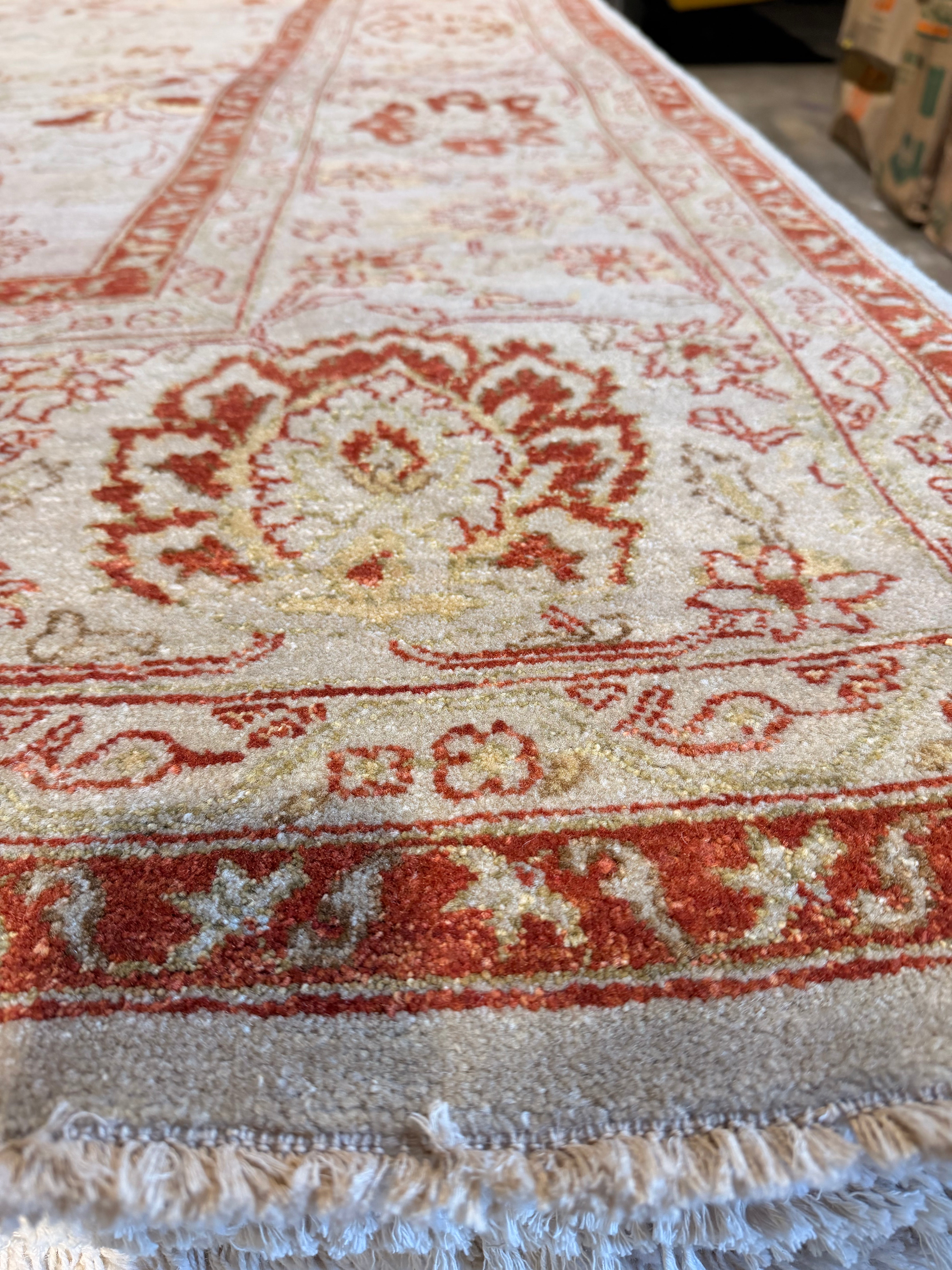 Ms. Kelly 10x13.11 Persian Ivory and Red Rug