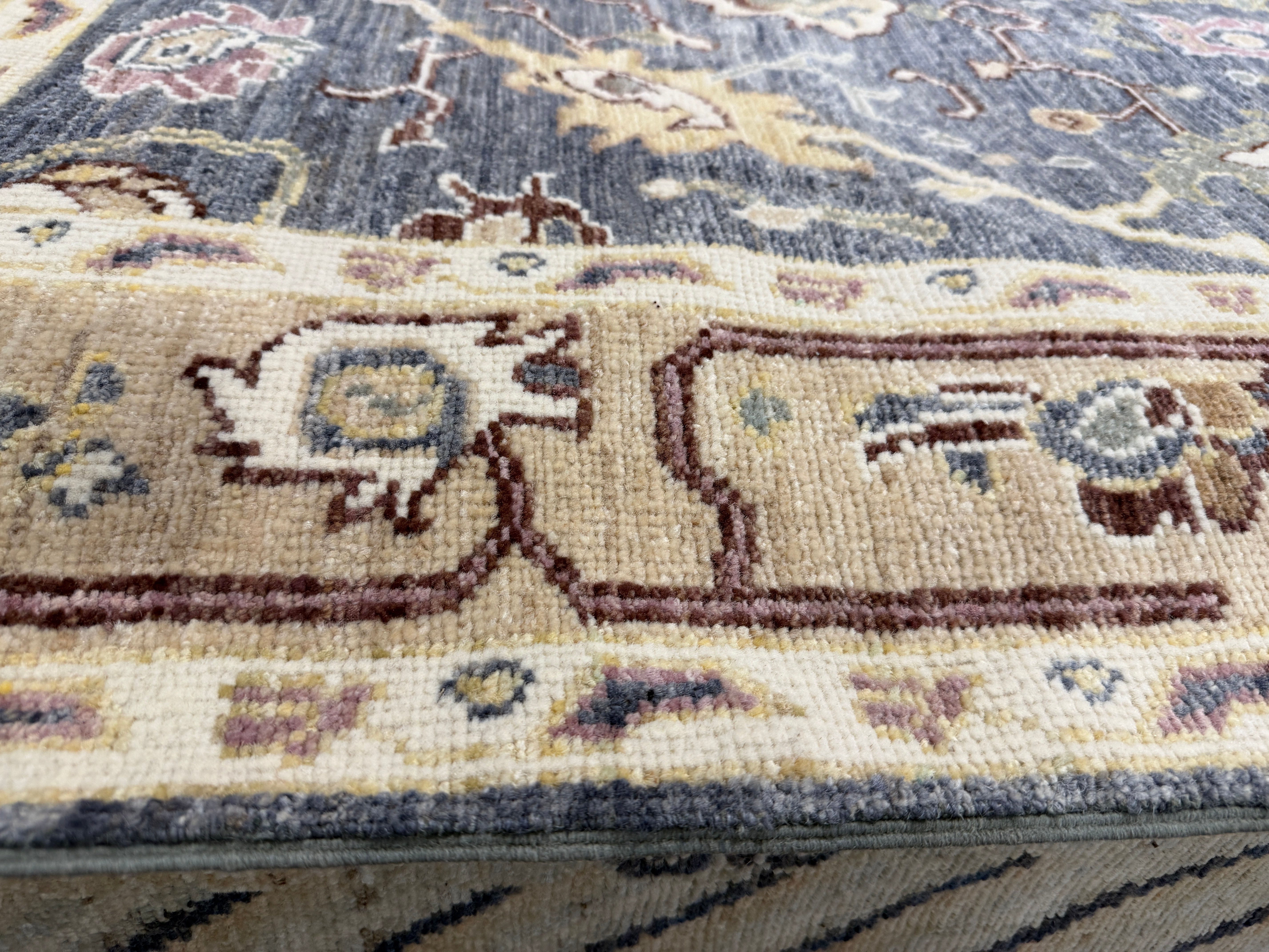 Miranda Booth 4.3x6 Blue Whitewashed Hand-Knotted Oushak