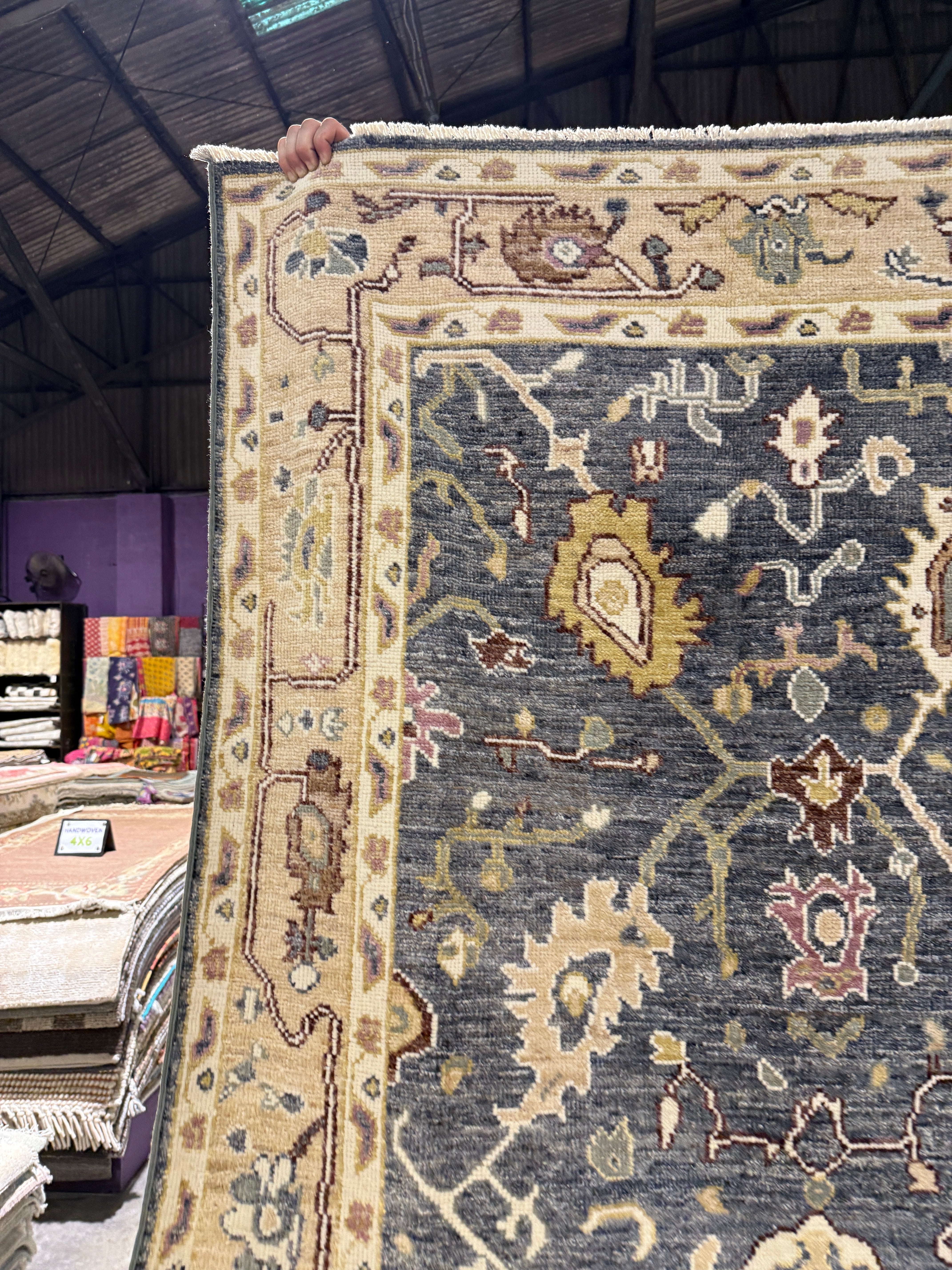 Miranda Booth 4.3x6 Blue Whitewashed Hand-Knotted Oushak