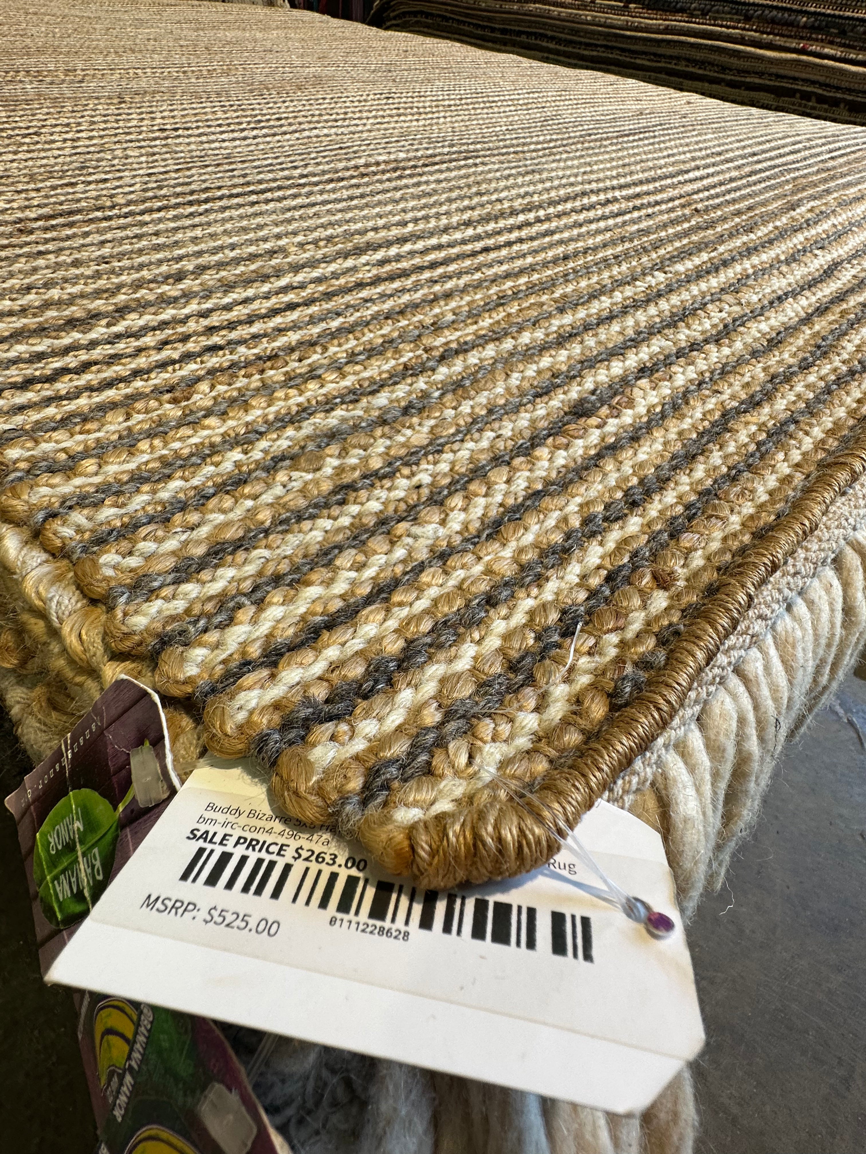 Buddy Bizarre 5x8 Handwoven Natural Brown Jute Rug