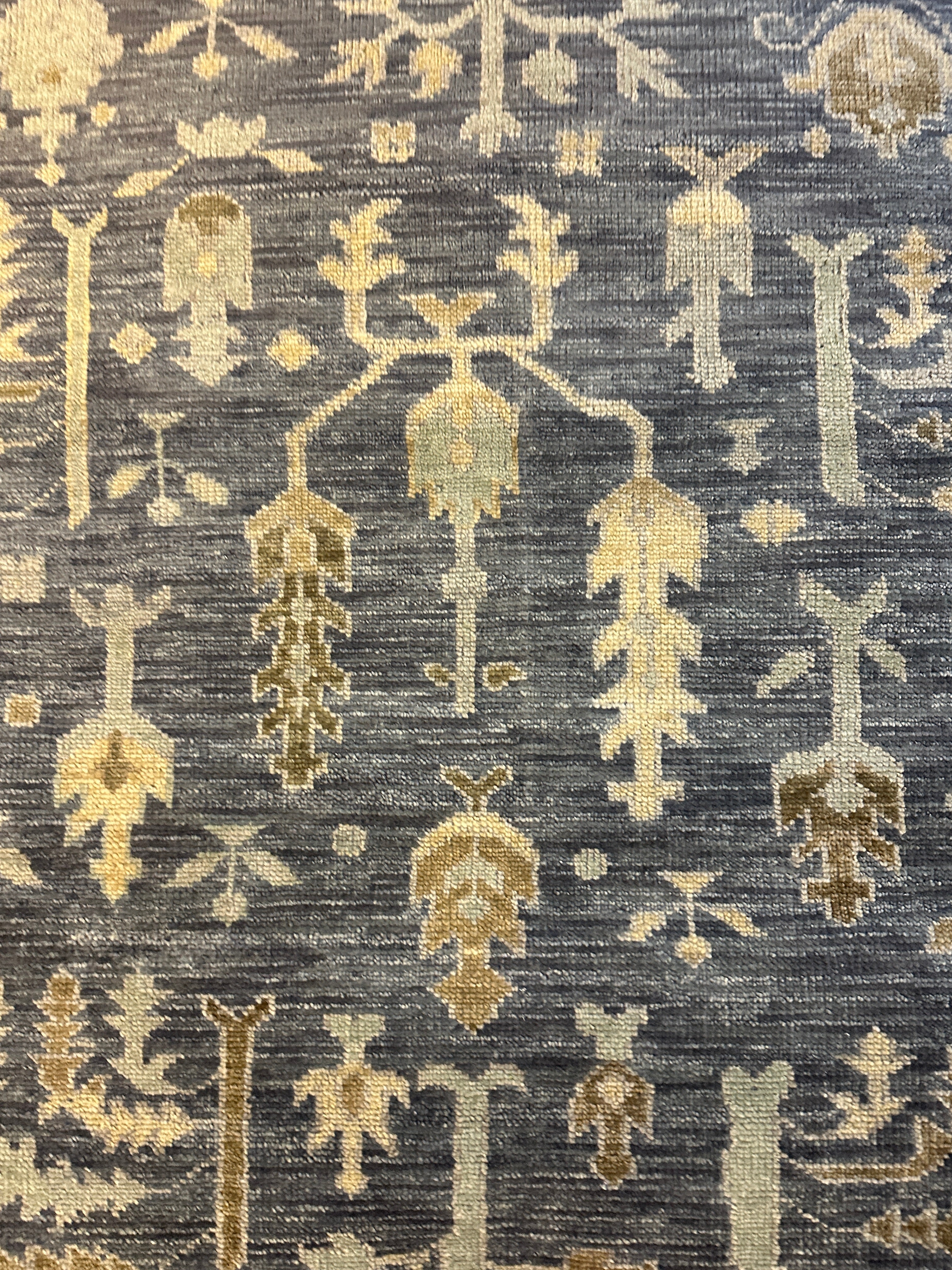 Beauregard Houston-Montgomery 9x12 Blue and Tan Hand-Knotted Oushak Rug