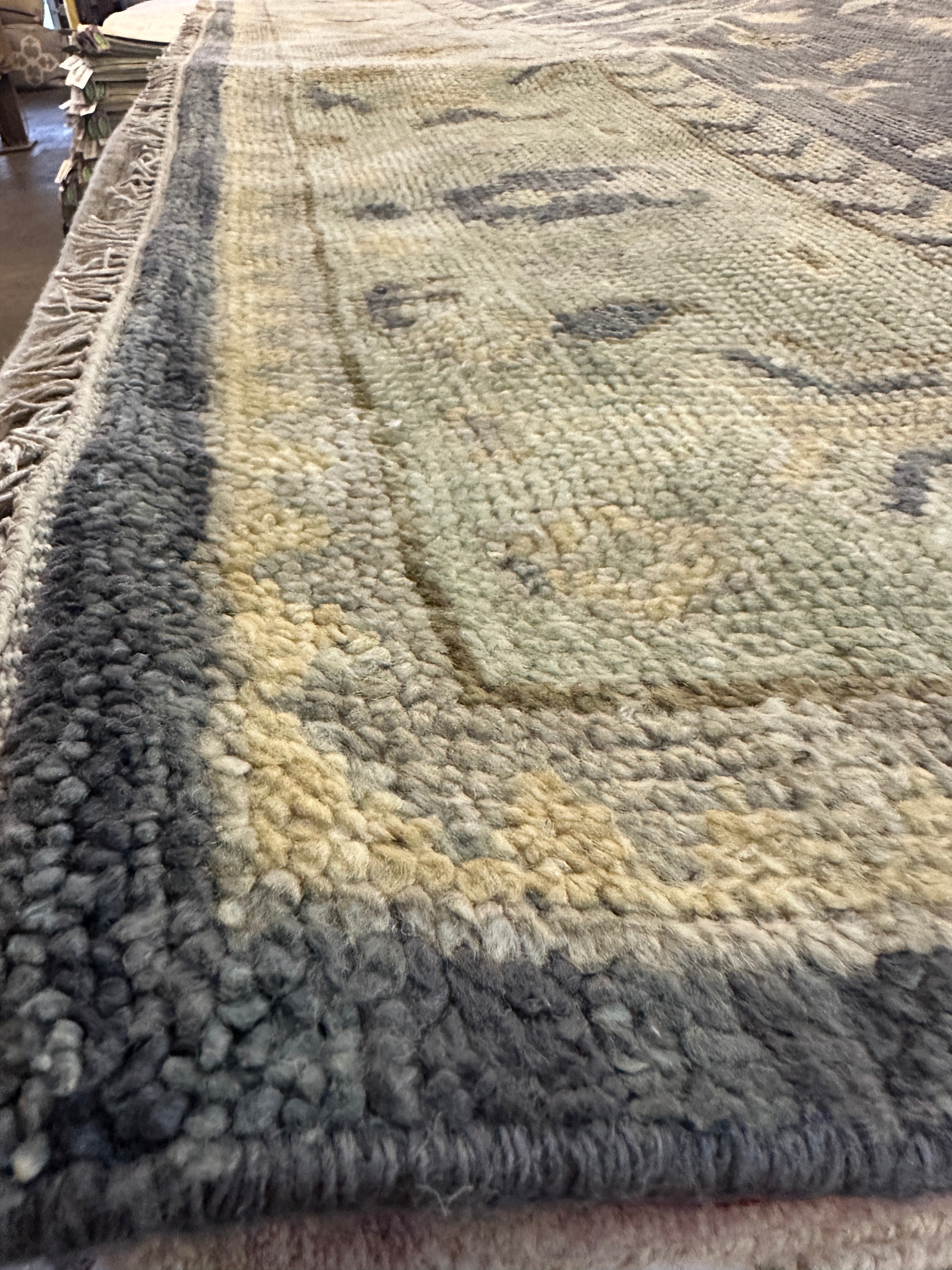Beauregard Houston-Montgomery 9x12 Blue and Tan Hand-Knotted Oushak Rug
