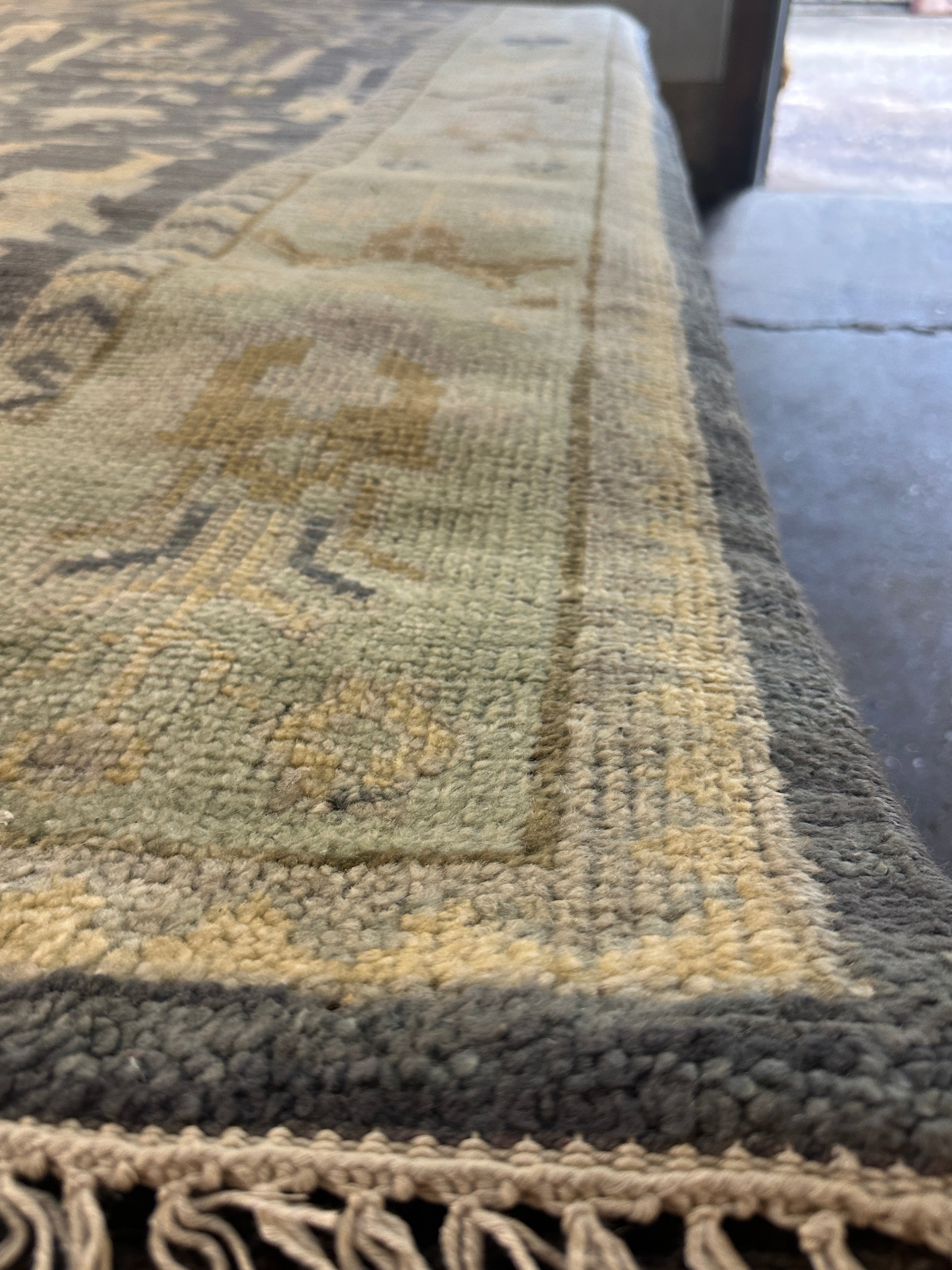 Beauregard Houston-Montgomery 9x12 Blue and Tan Hand-Knotted Oushak Rug