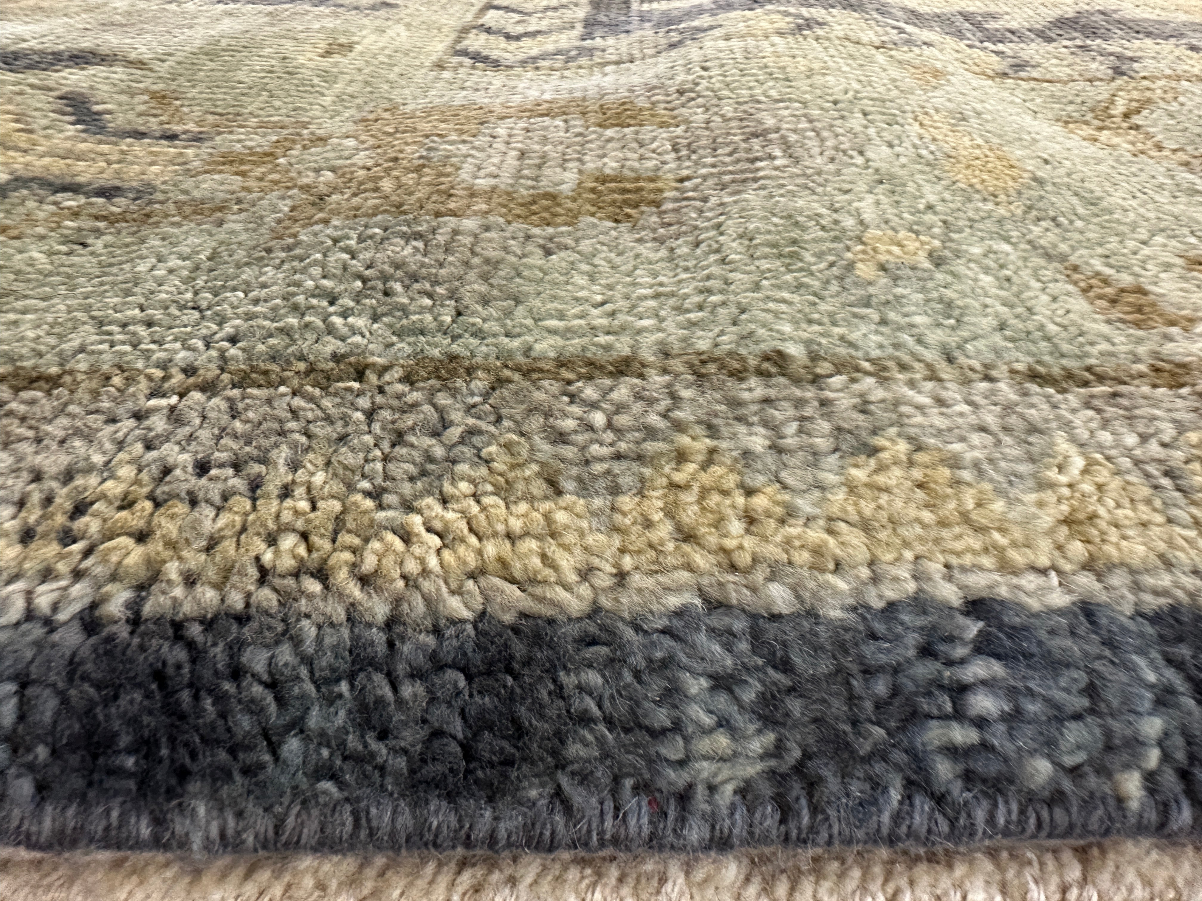 Beauregard Houston-Montgomery 9x12 Blue and Tan Hand-Knotted Oushak Rug