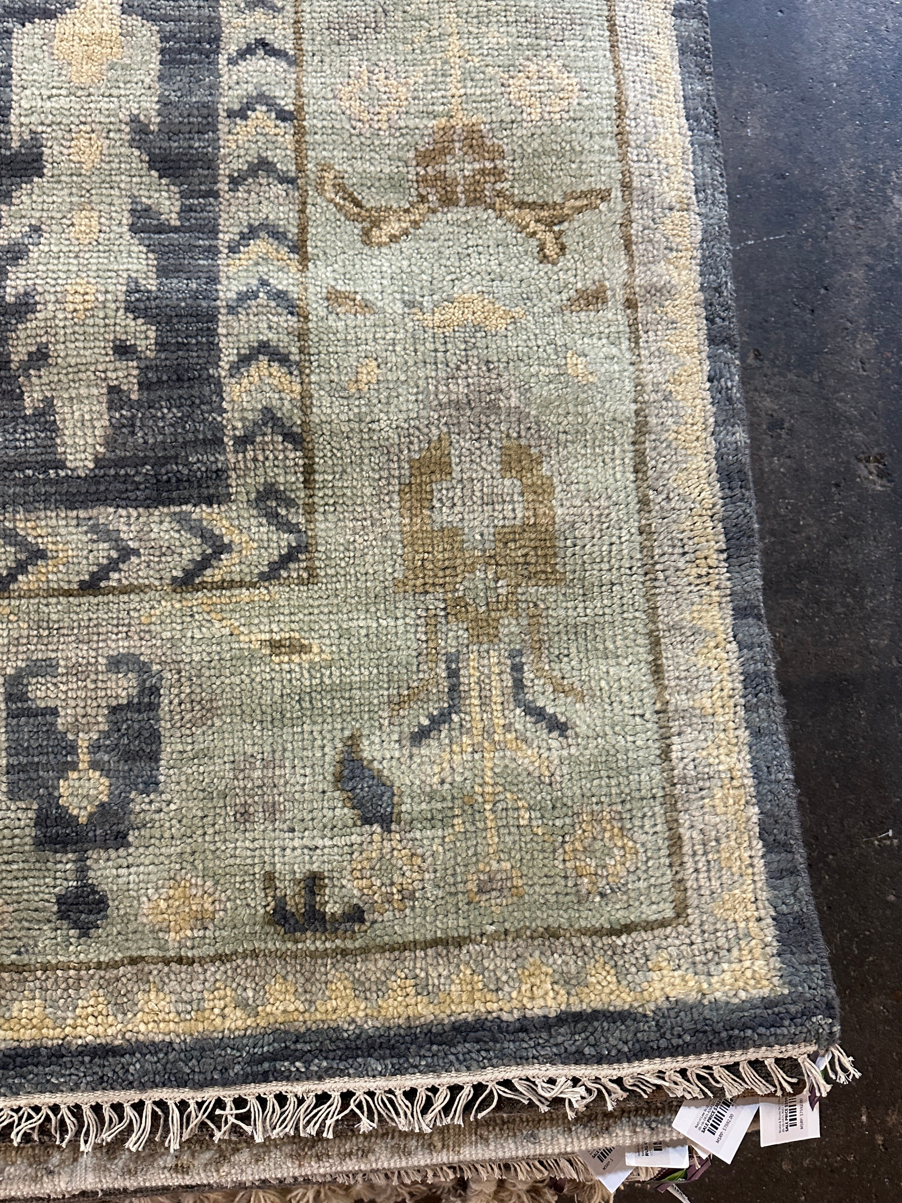 Beauregard Houston-Montgomery 9x12 Blue and Tan Hand-Knotted Oushak Rug