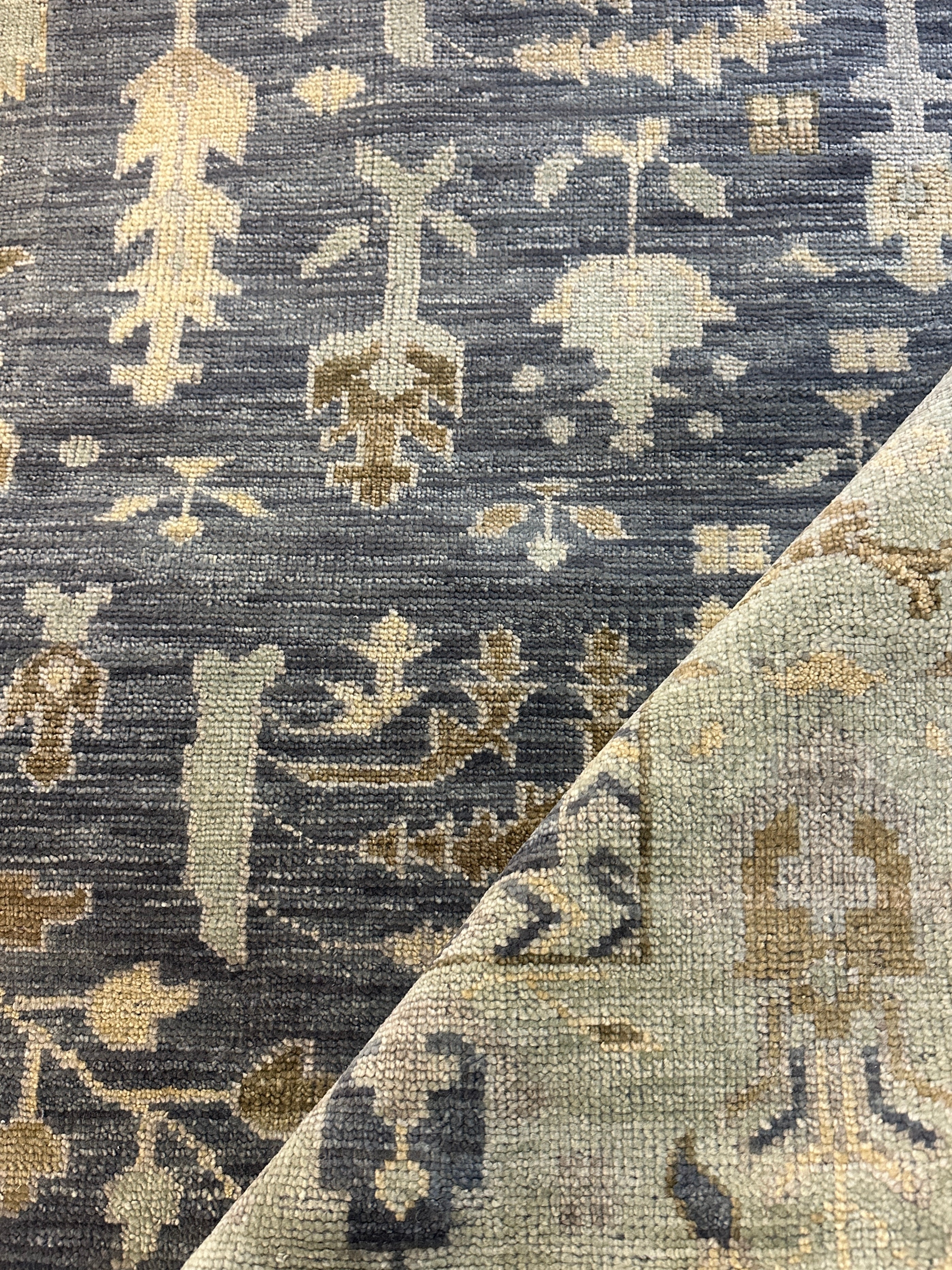 Beauregard Houston-Montgomery 9x12 Blue and Tan Hand-Knotted Oushak Rug
