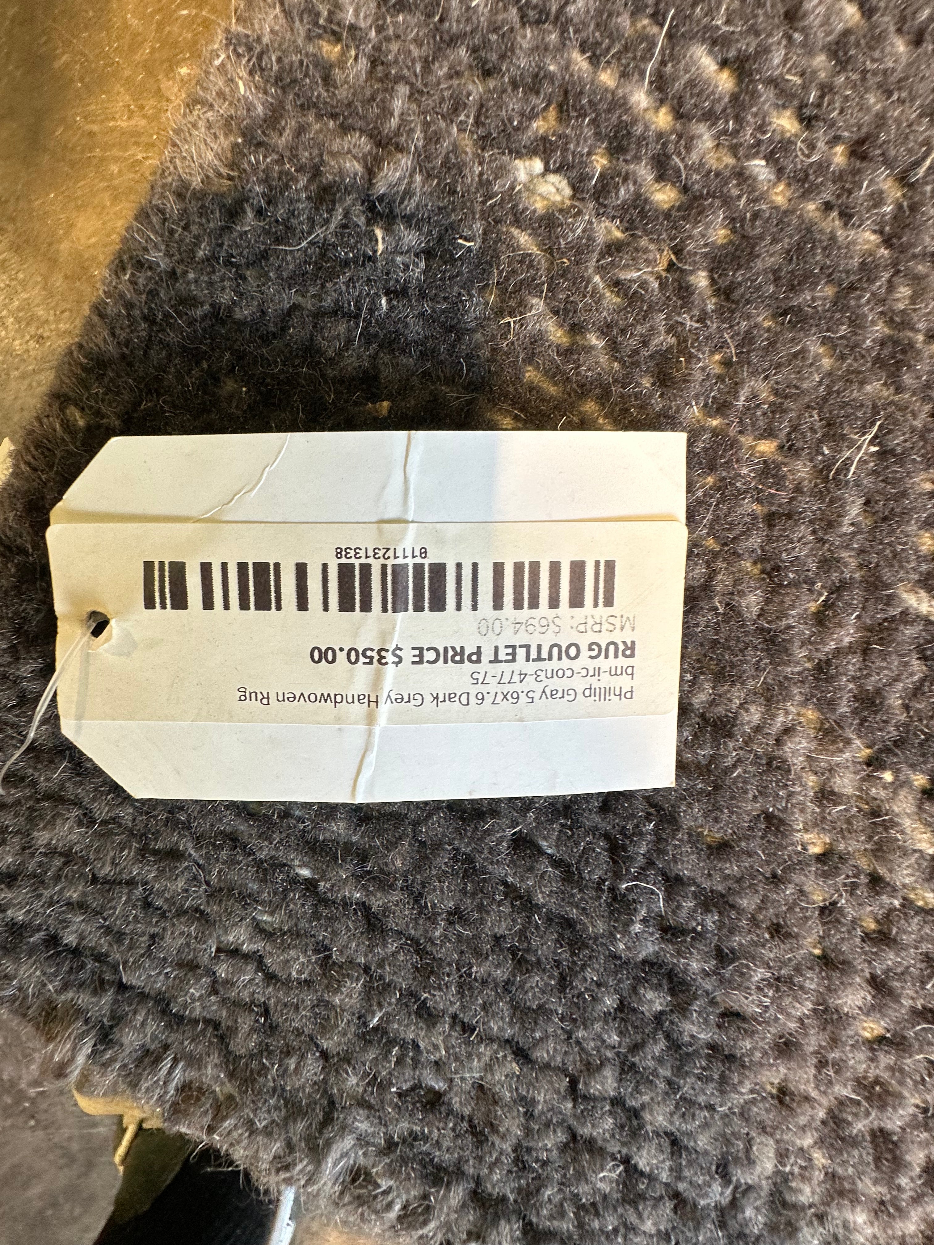 Phillip Gray 5.6x7.6 Dark Grey Handwoven Rug
