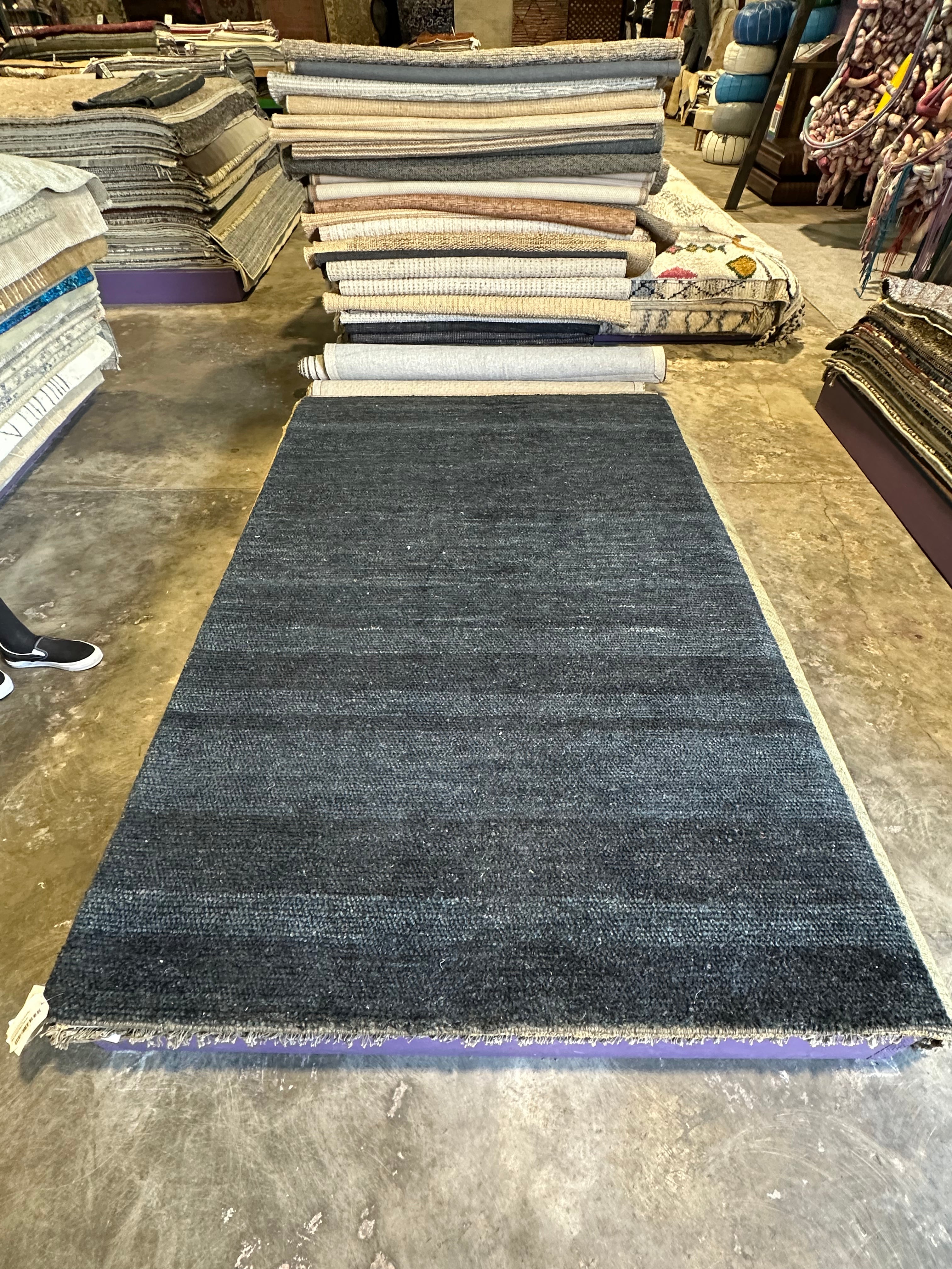 Bah-Bah 5x8 Black Sheared Jute Durrie Rug