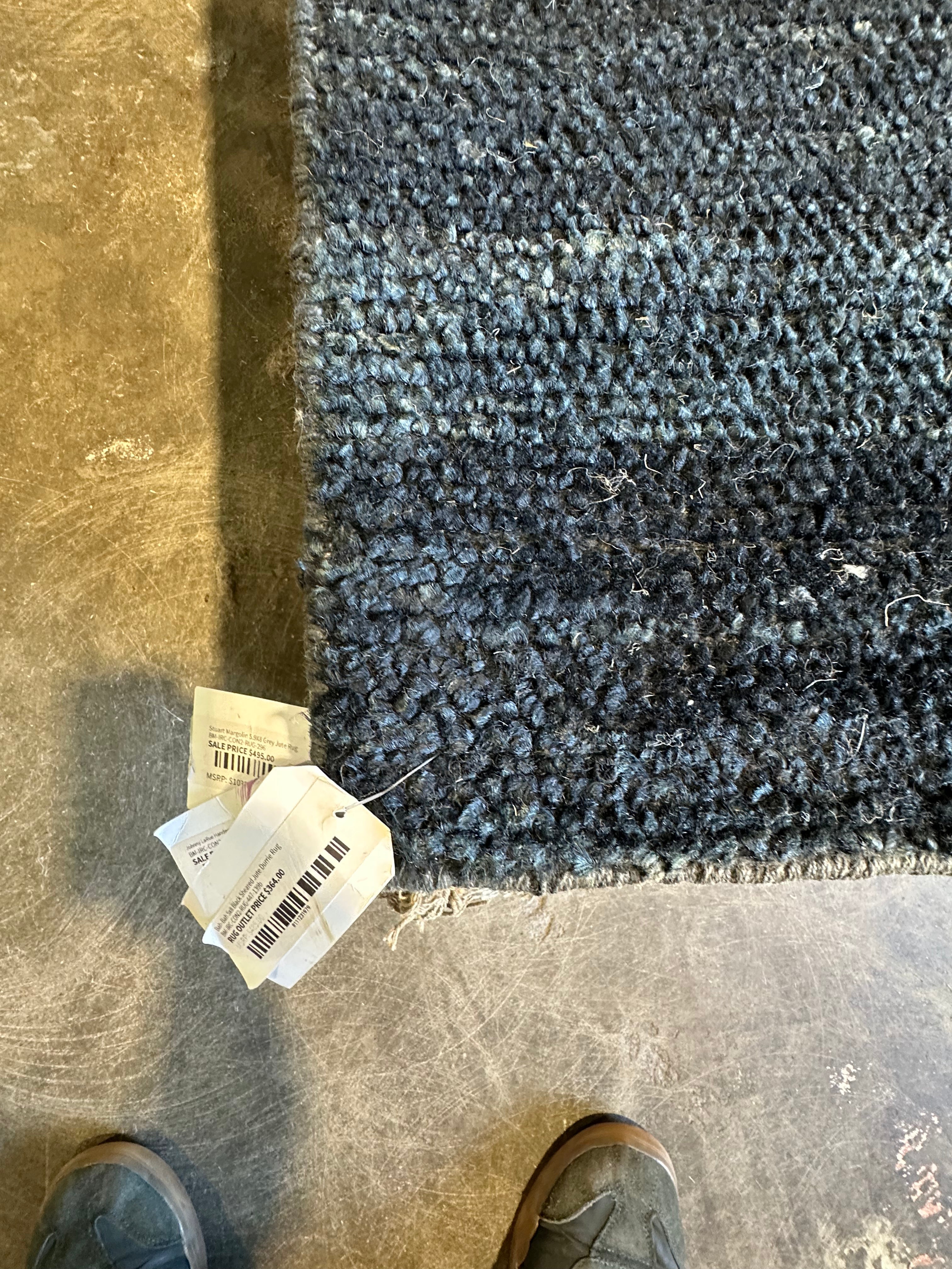 Bah-Bah 5x8 Black Sheared Jute Durrie Rug