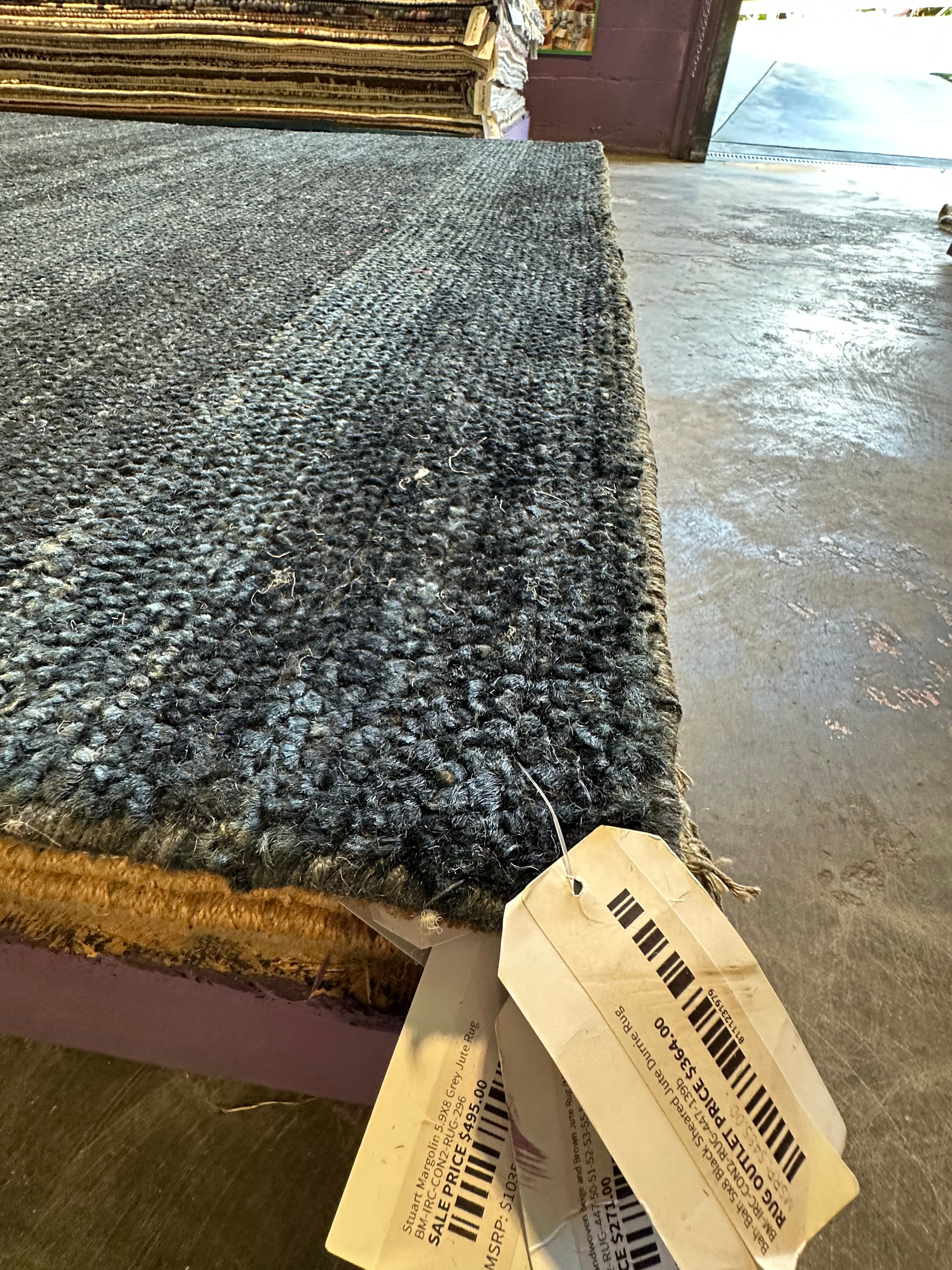 Bah-Bah 5x8 Black Sheared Jute Durrie Rug
