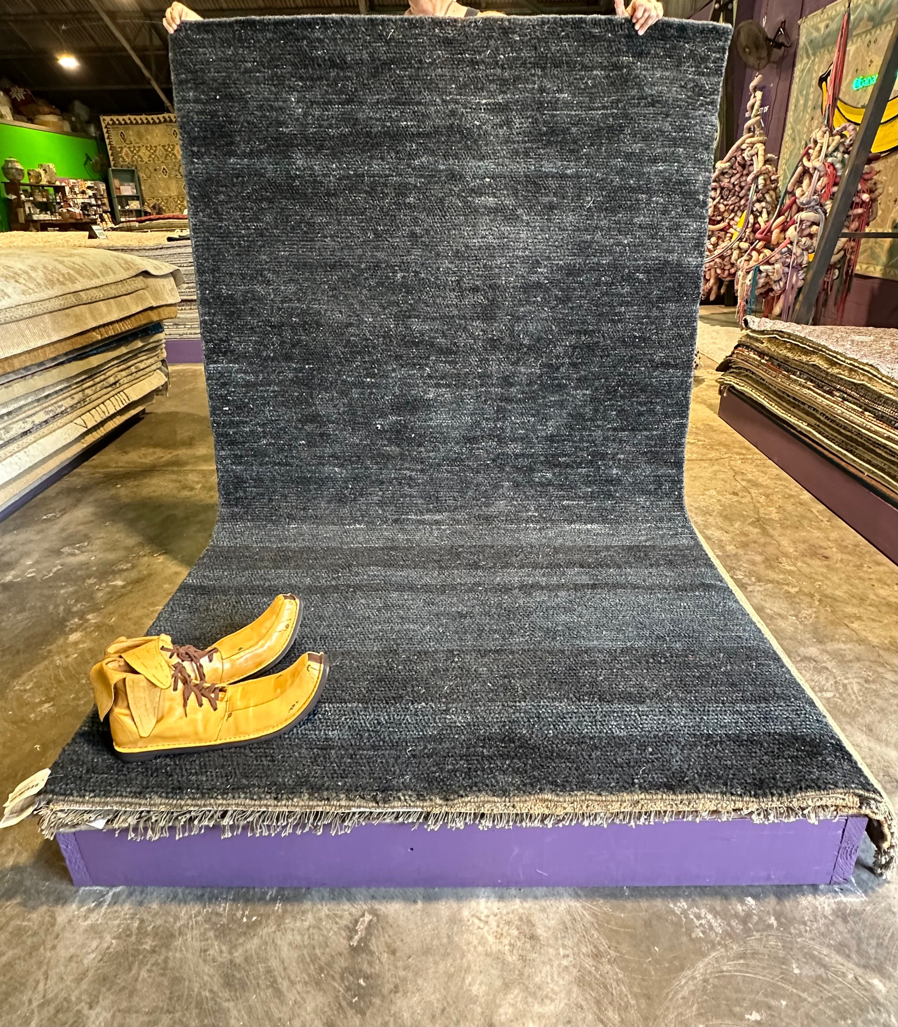 Bah-Bah 5x8 Black Sheared Jute Durrie Rug