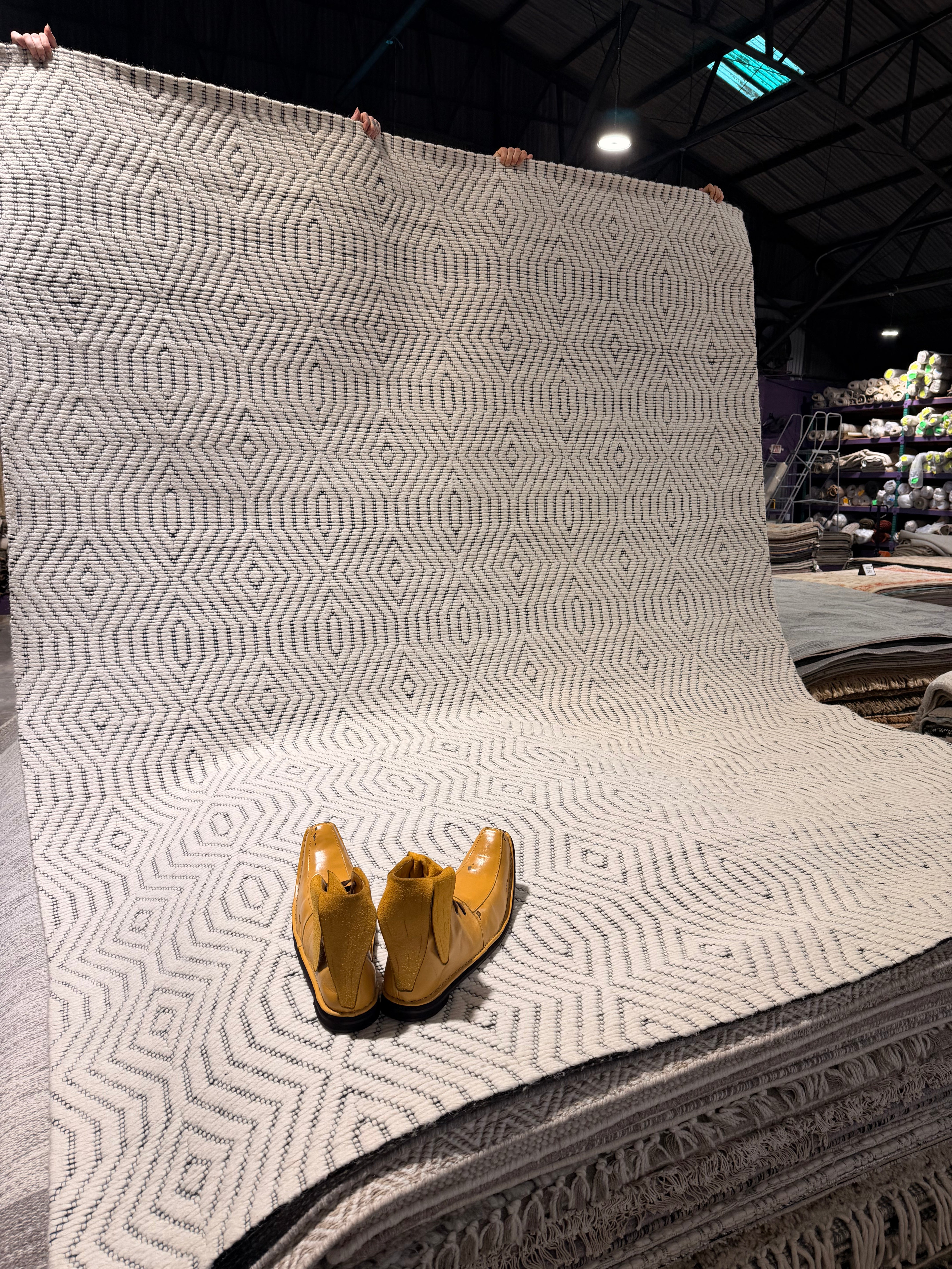 Luke 7.9x10 Handwoven Ivory & Grey Jacquard Durrie