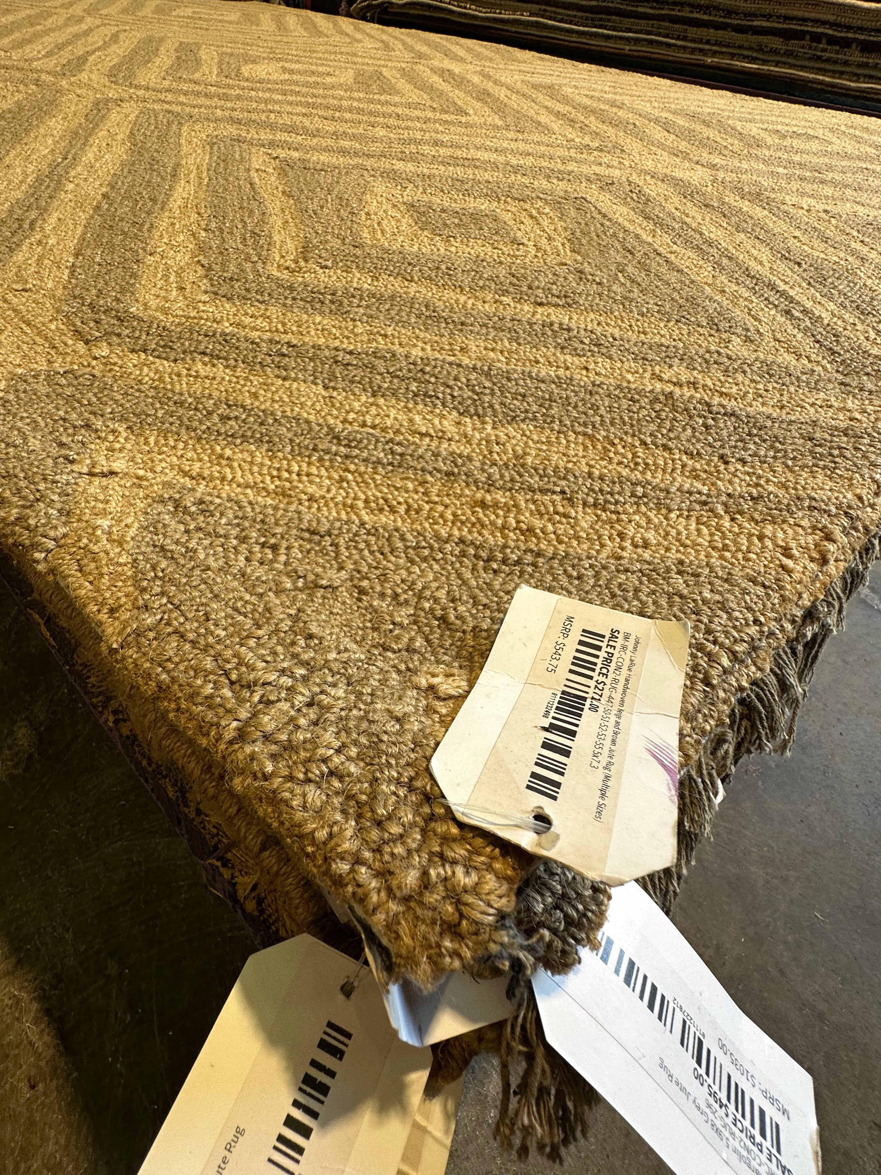 Johnny LaRue Handwoven Beige and Brown Jute Rug (Multiple Sizes) CLEARANCE