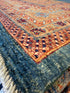 Ellen Barkin 6.8x9.8 Orange and Blue Afghani Heriz Rug