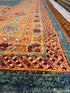 Ellen Barkin 6.8x9.8 Orange and Blue Afghani Heriz Rug