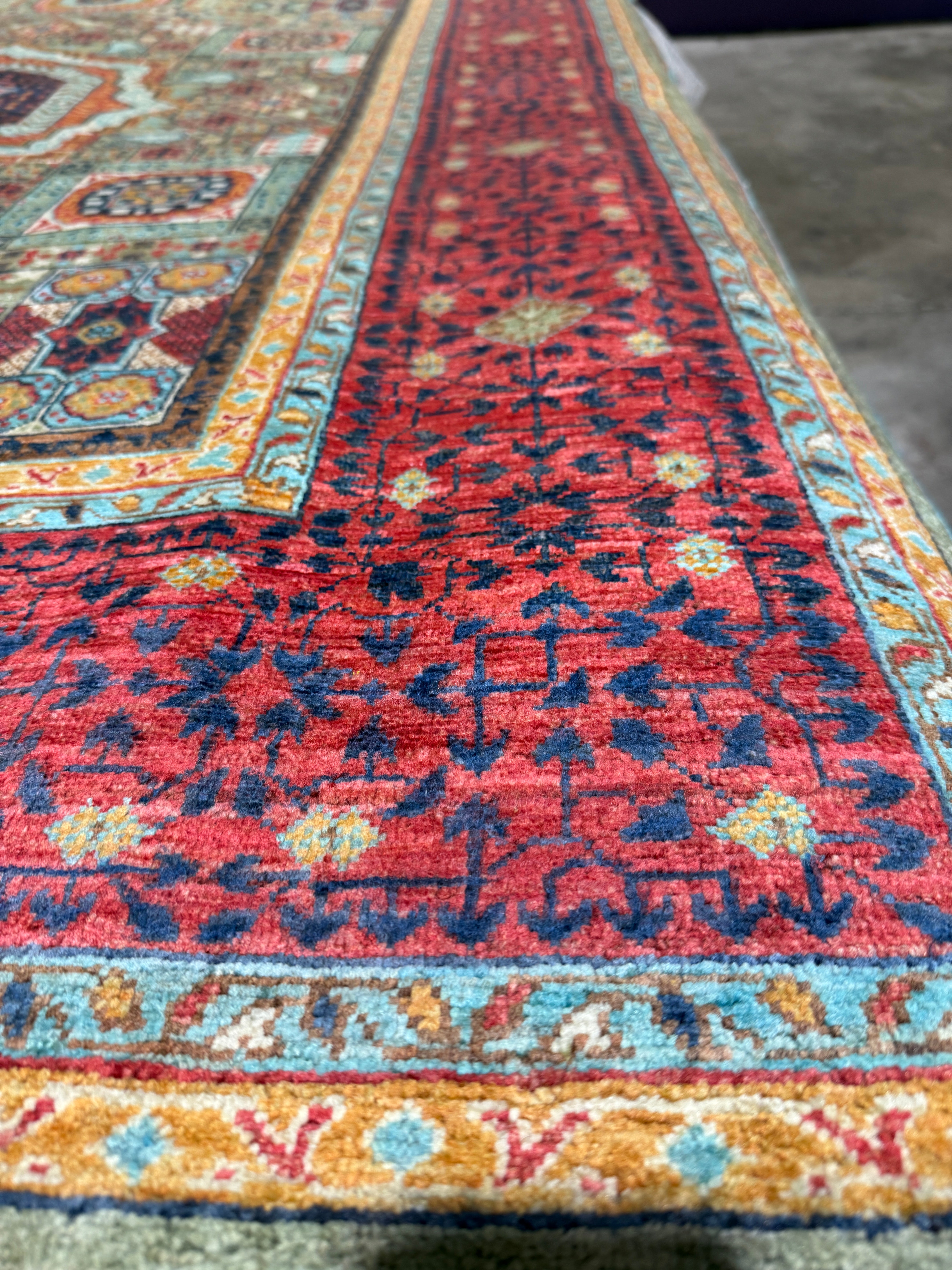 Leila George 5.1x6.8 Green and Red Afghani Sultani Rug
